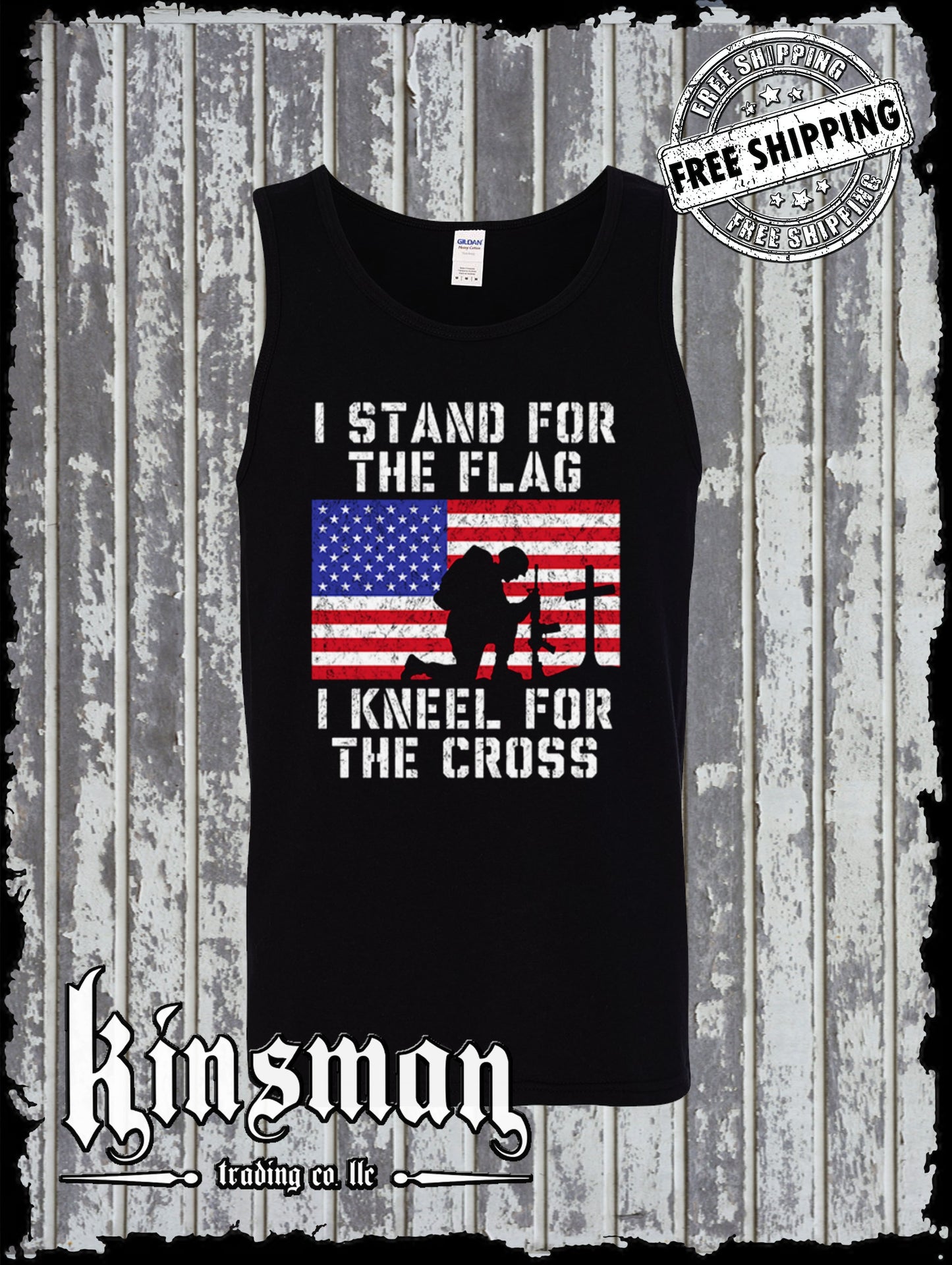 I Stand for the Flag Kneel for the Cross Tank Top T-Shirt US Patriot
