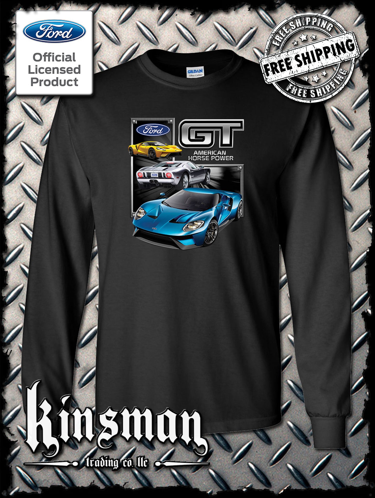Ford GT Long Sleeve T-Shirt Mustang 500 Shelby Cobra American Horsepower