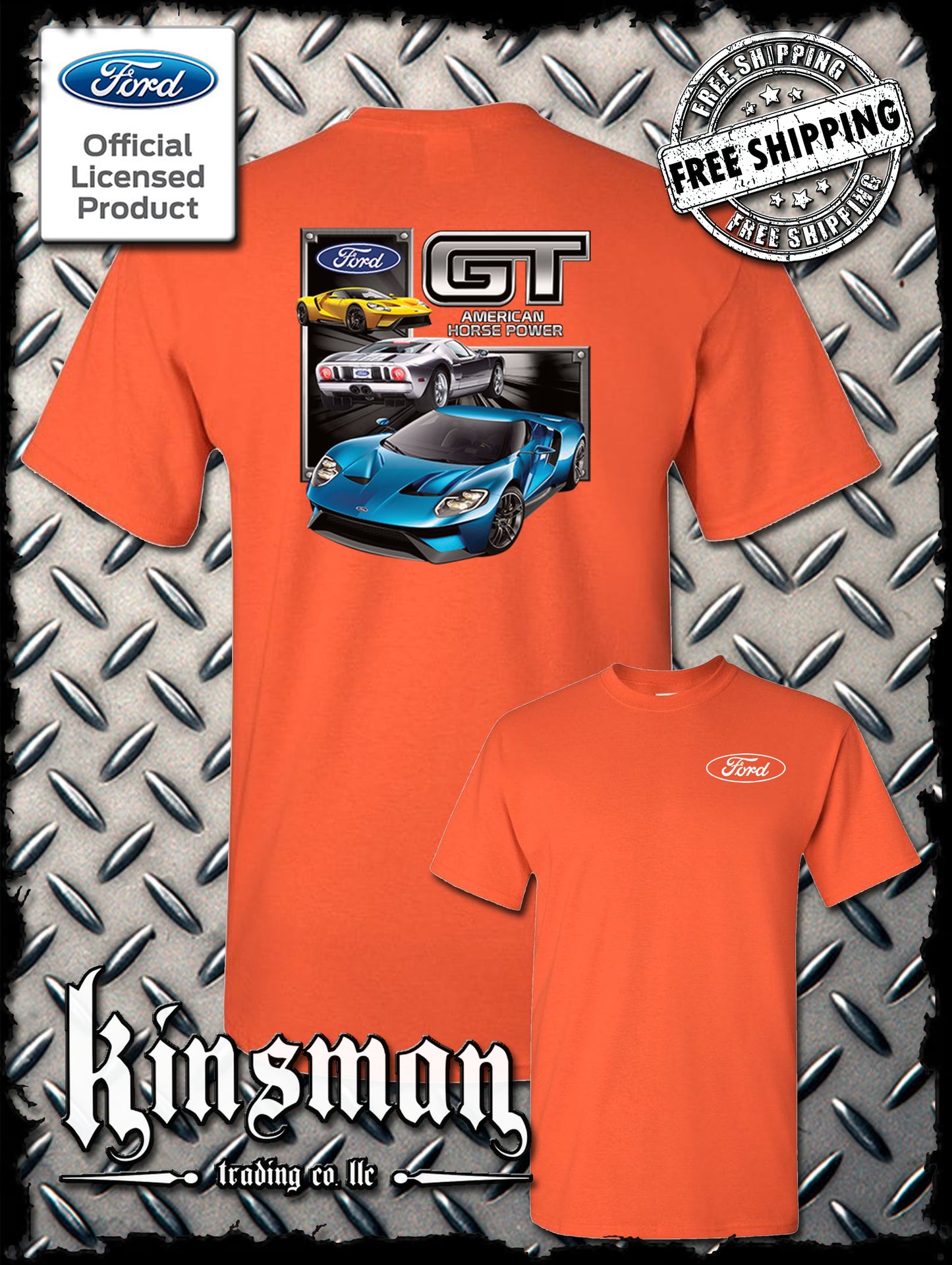 Ford GT 2-Sided T-Shirt Mustang 500 Shelby Cobra American Horsepower