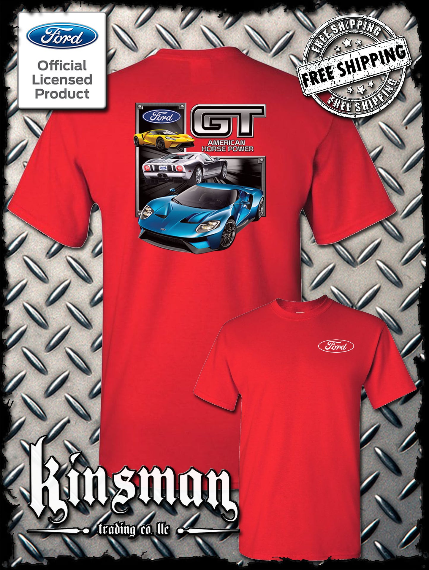 Ford GT 2-Sided T-Shirt Mustang 500 Shelby Cobra American Horsepower