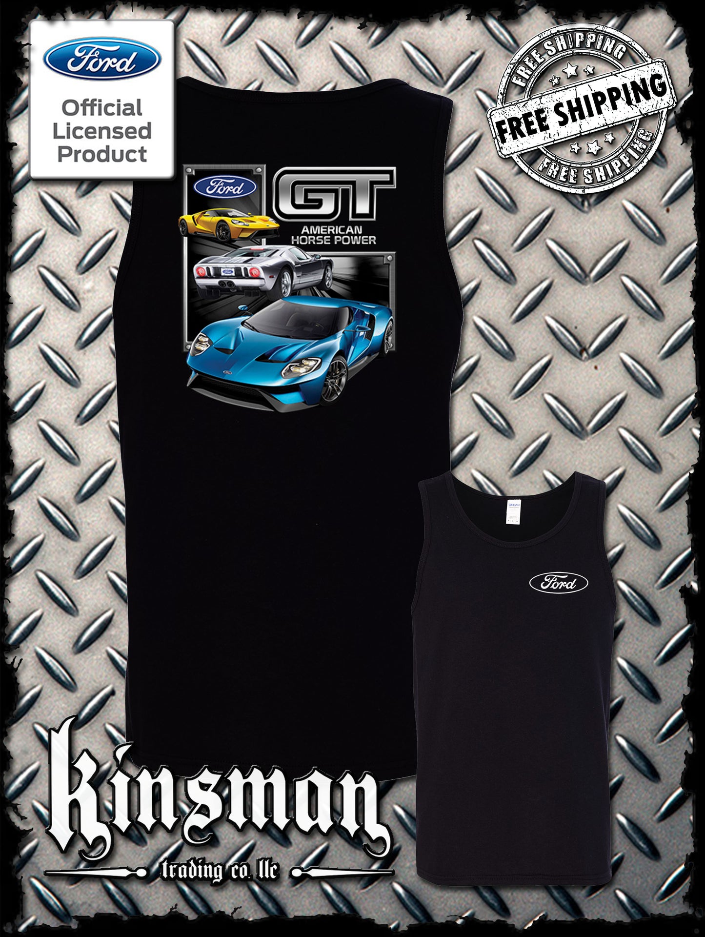 Ford GT 2-Sided Tank Top T-Shirt Mustang 500 Shelby Cobra American Horsepower