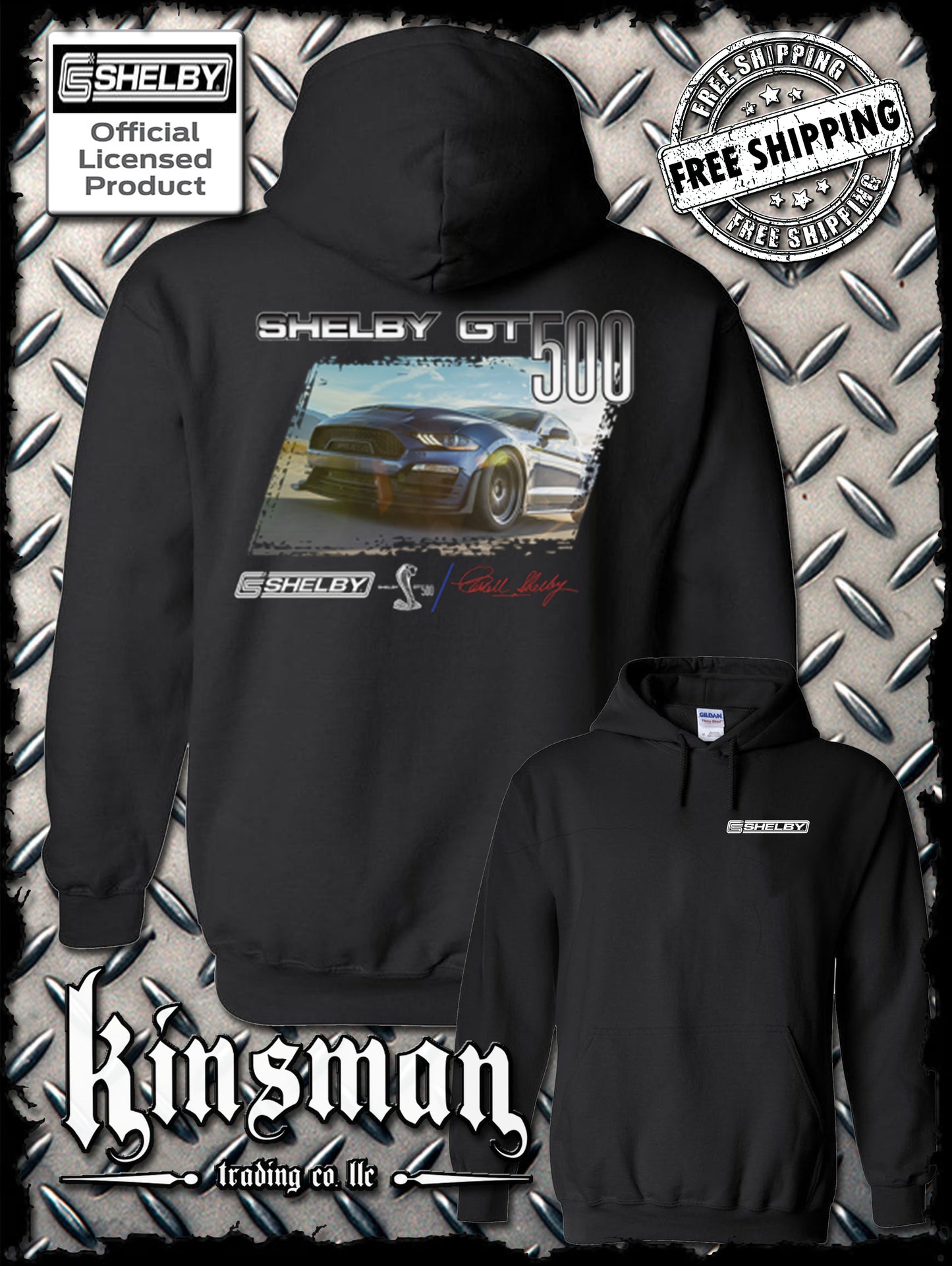 Carroll Shelby GT 500 2-Sided Hoodie / Sweatshirt Ford Mustang