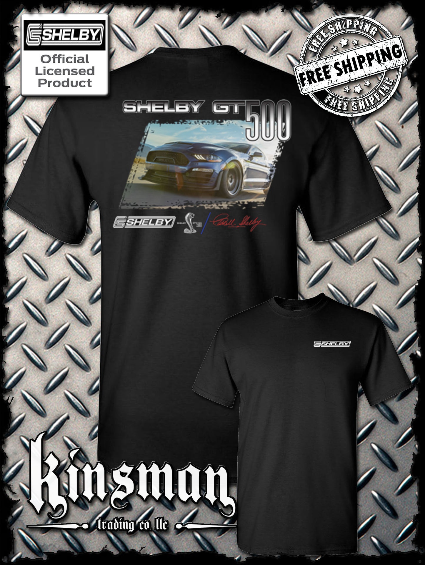 Carroll Shelby GT 500 2-Sided T-Shirt Ford Mustang