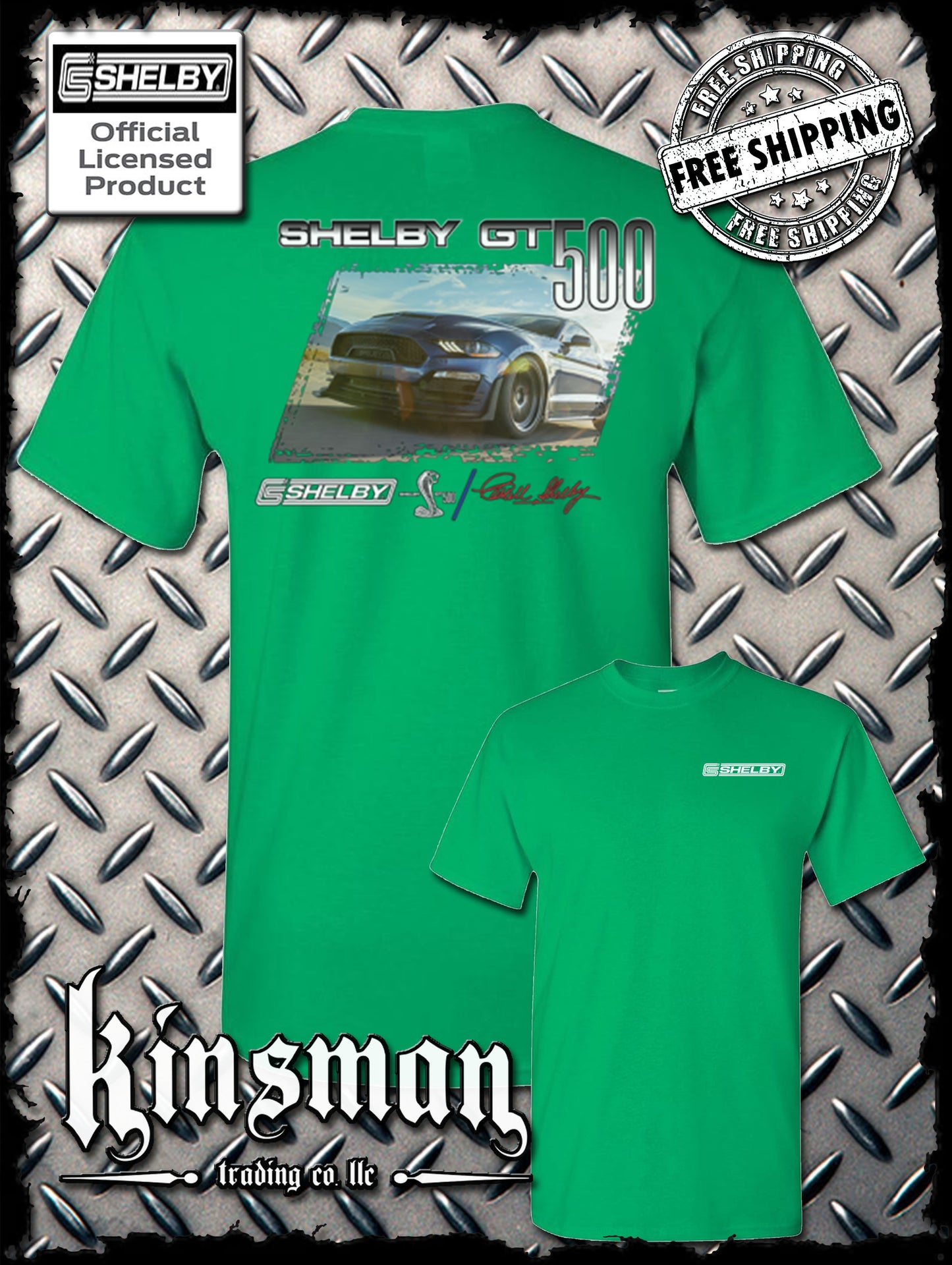 Carroll Shelby GT 500 2-Sided T-Shirt Ford Mustang