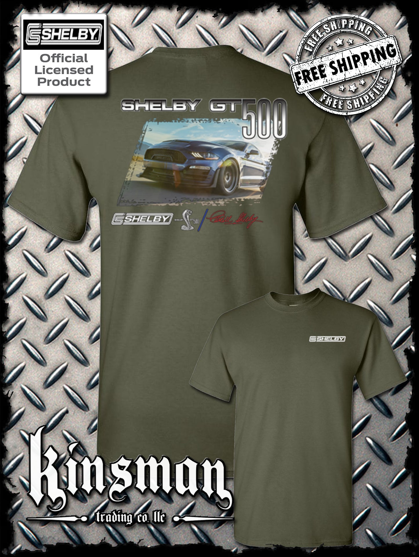 Carroll Shelby GT 500 2-Sided T-Shirt Ford Mustang
