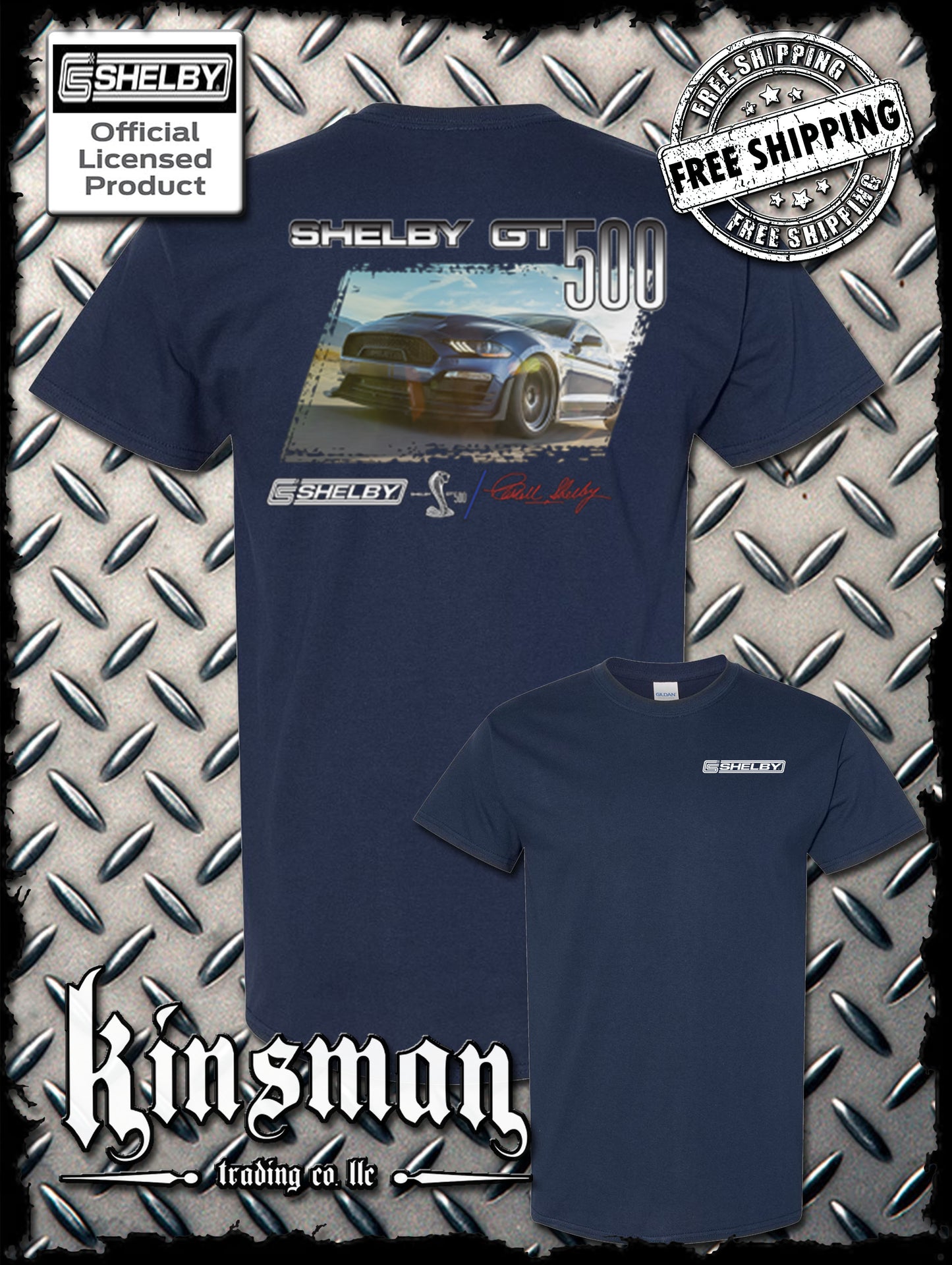Carroll Shelby GT 500 2-Sided T-Shirt Ford Mustang