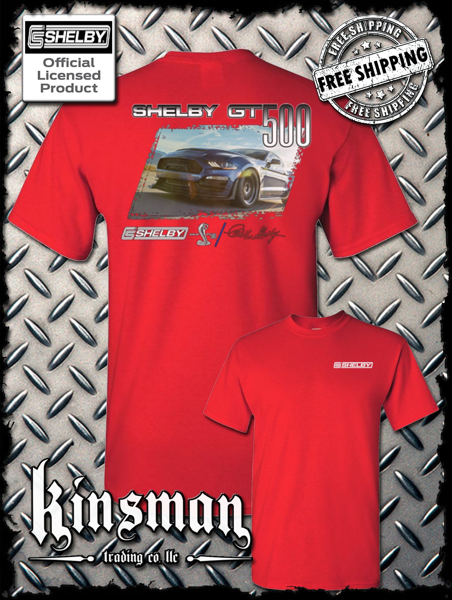 Carroll Shelby GT 500 2-Sided T-Shirt Ford Mustang