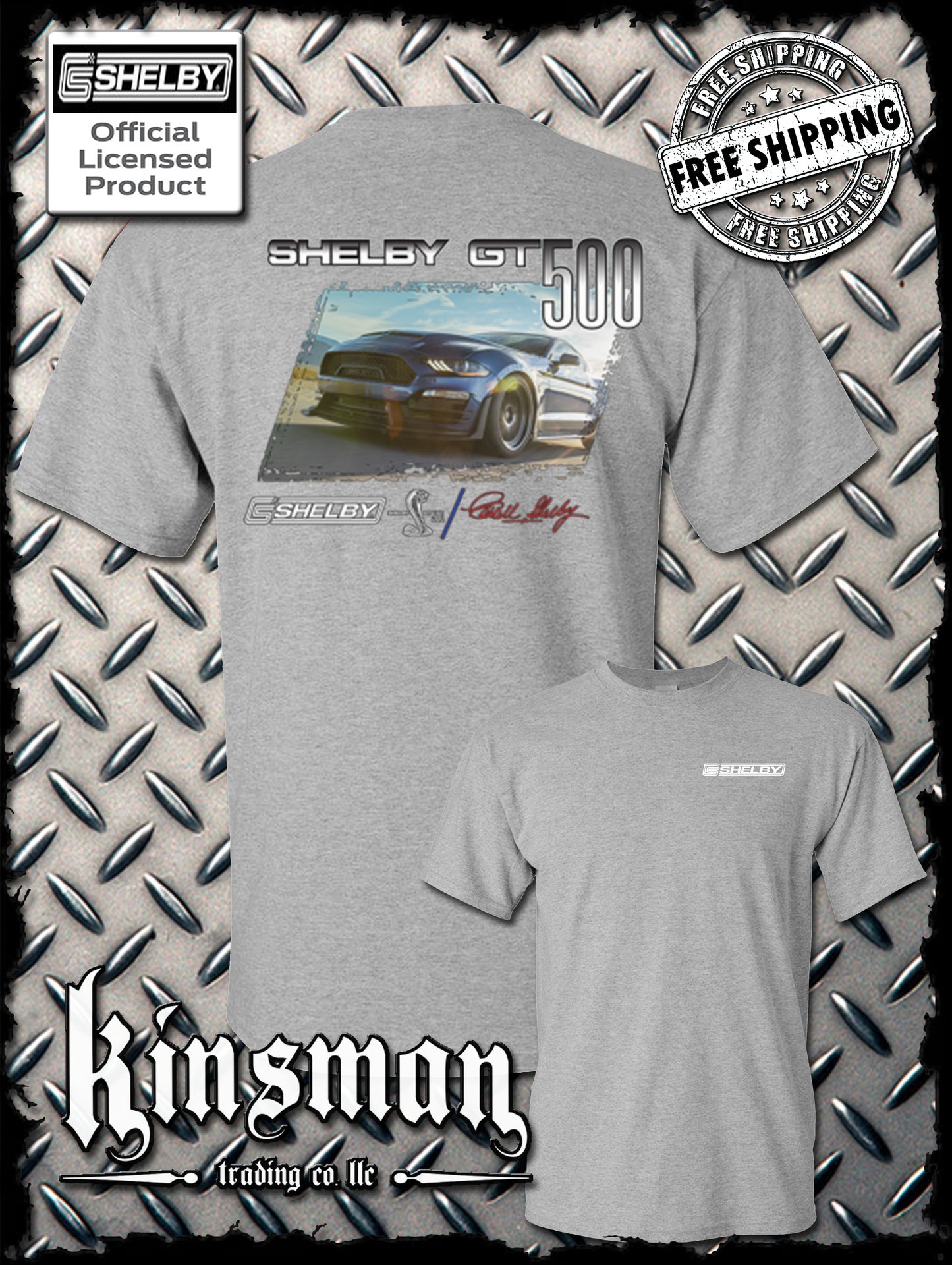 Carroll Shelby GT 500 2-Sided T-Shirt Ford Mustang
