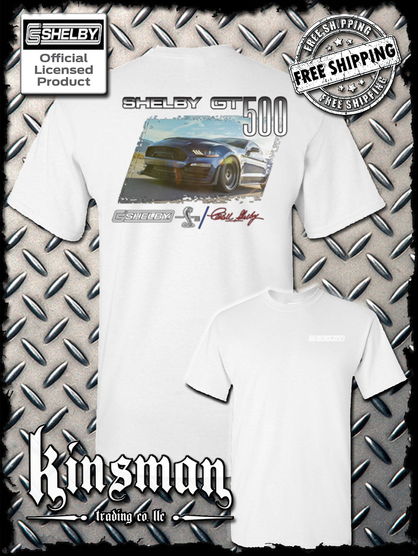 Carroll Shelby GT 500 2-Sided T-Shirt Ford Mustang