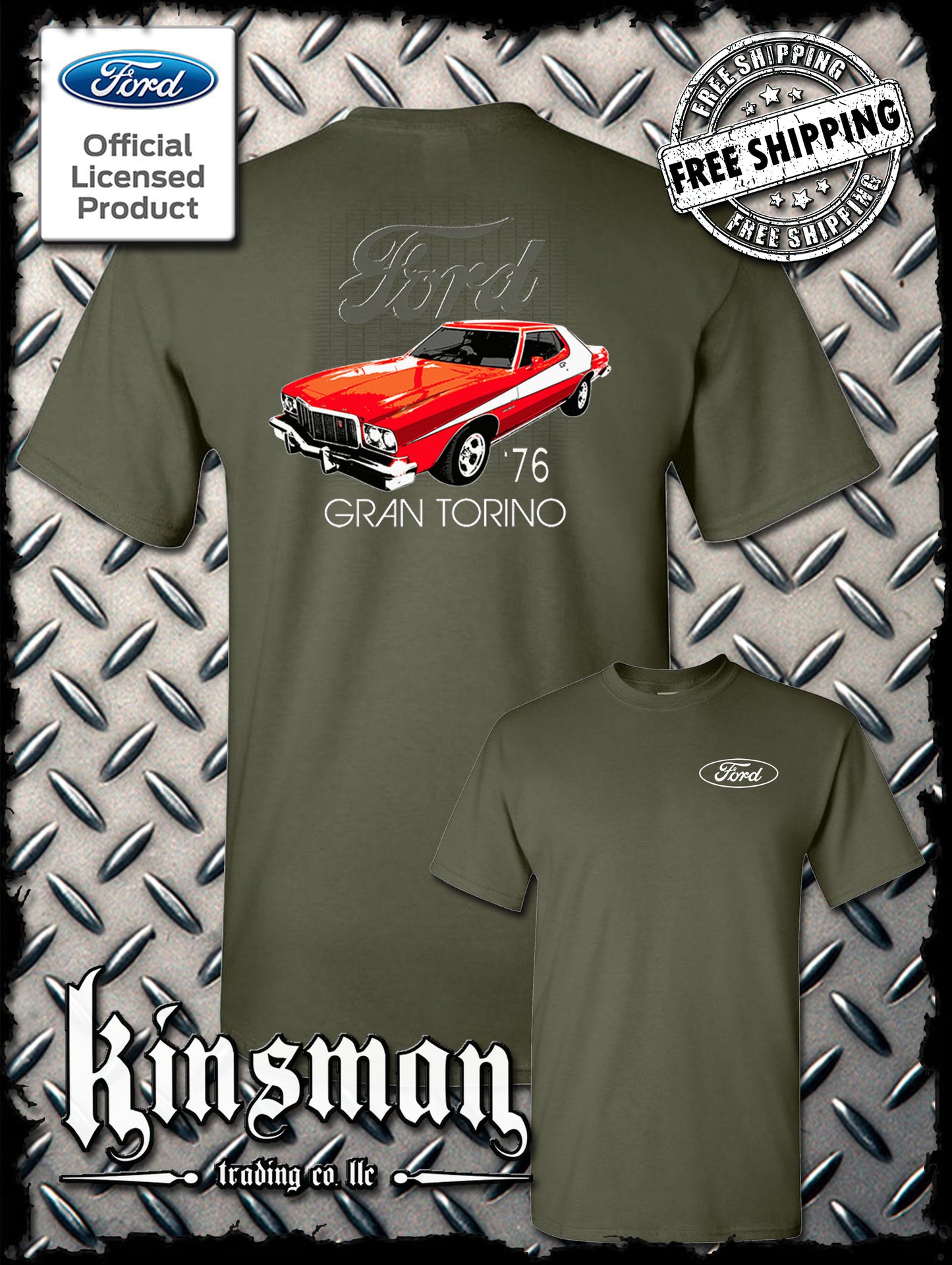 Ford 76 Gran Torino 2-Sided T-Shirt American Horsepower