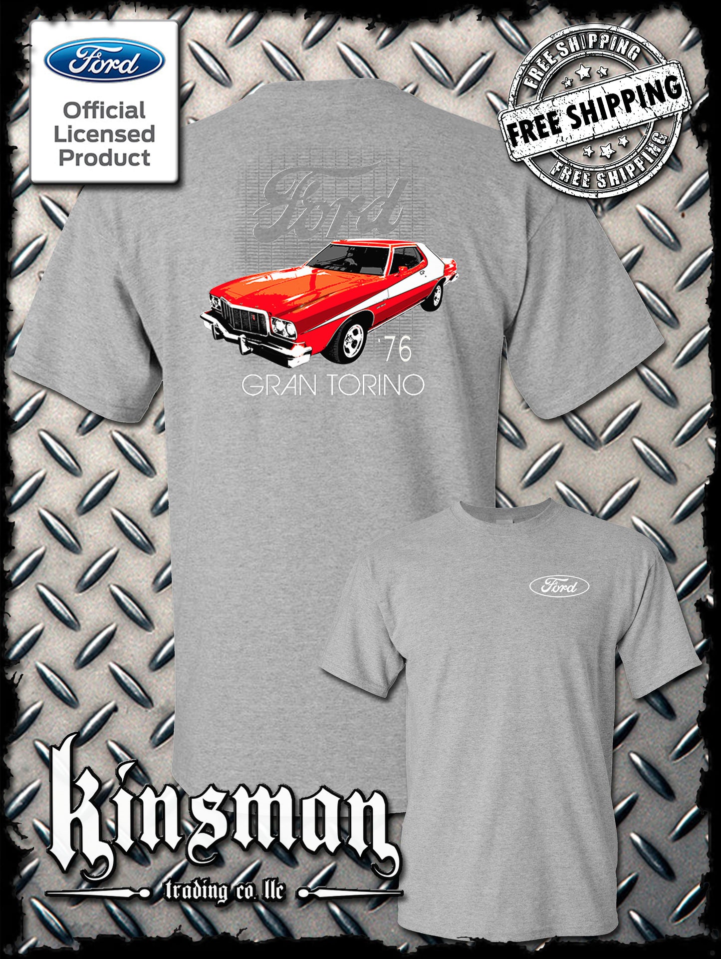 Ford 76 Gran Torino 2-Sided T-Shirt American Horsepower