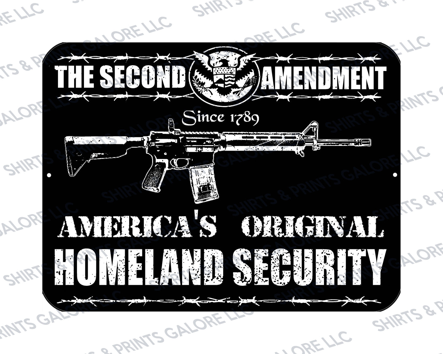 2nd Amendment America's Homeland Security Metal Sign / USA Pro-Gun Firearm Rights