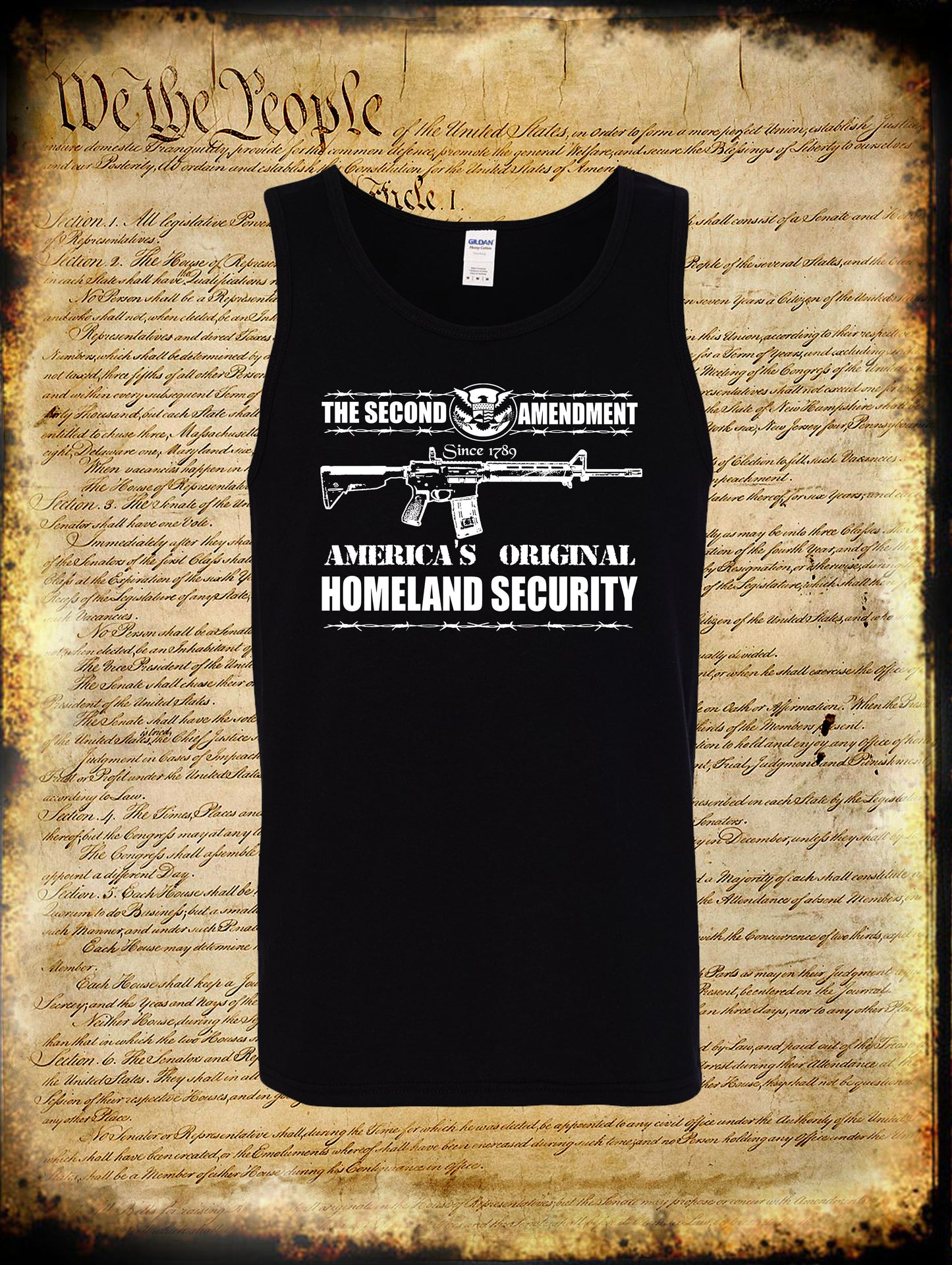 2nd Amendment America's Homeland Security Tank Top T-Shirt / USA Pro-Gun Firearm Rights