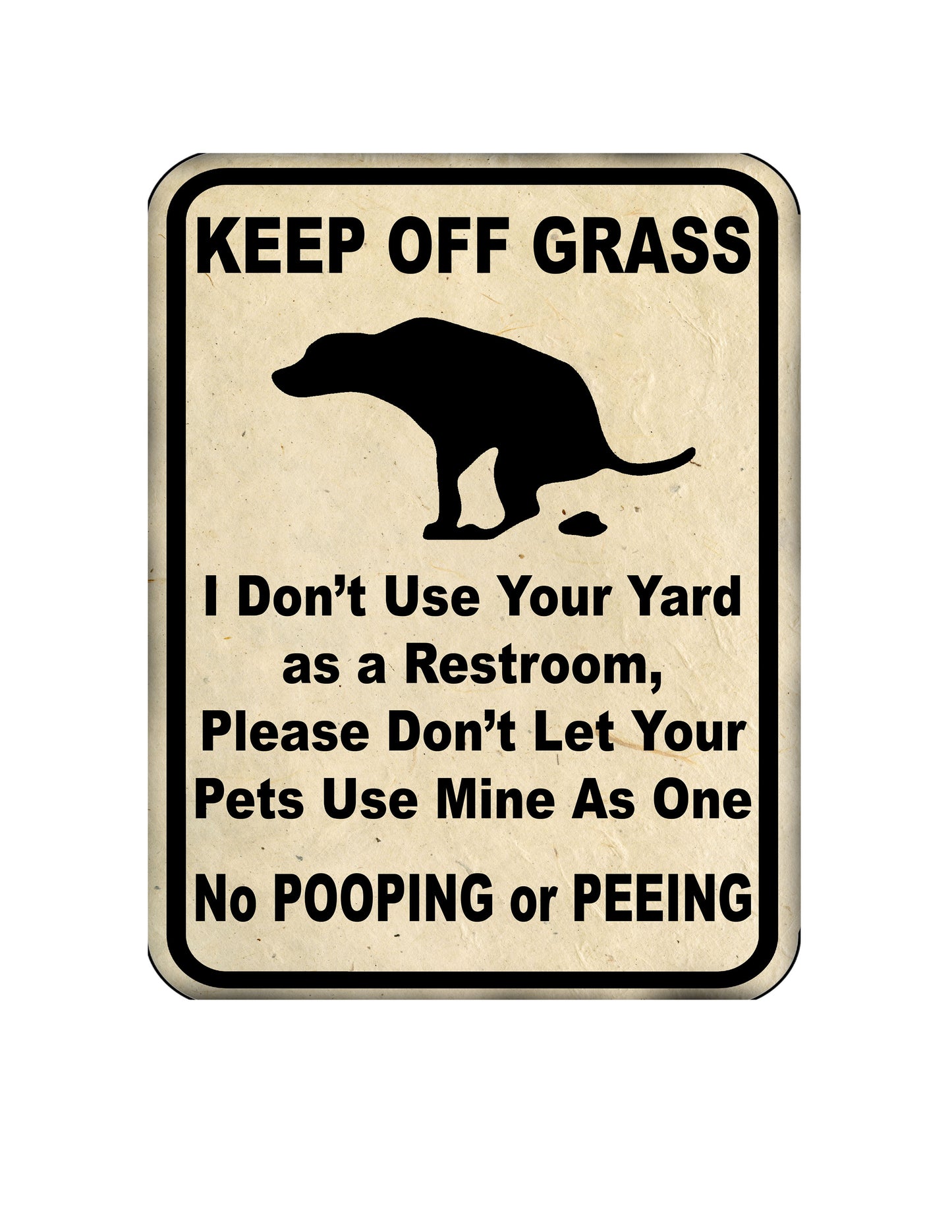 Keep Off Grass Metal Yard Sign 9x12 No Dogs Pooping or Peeing on Lawn Funny Gift