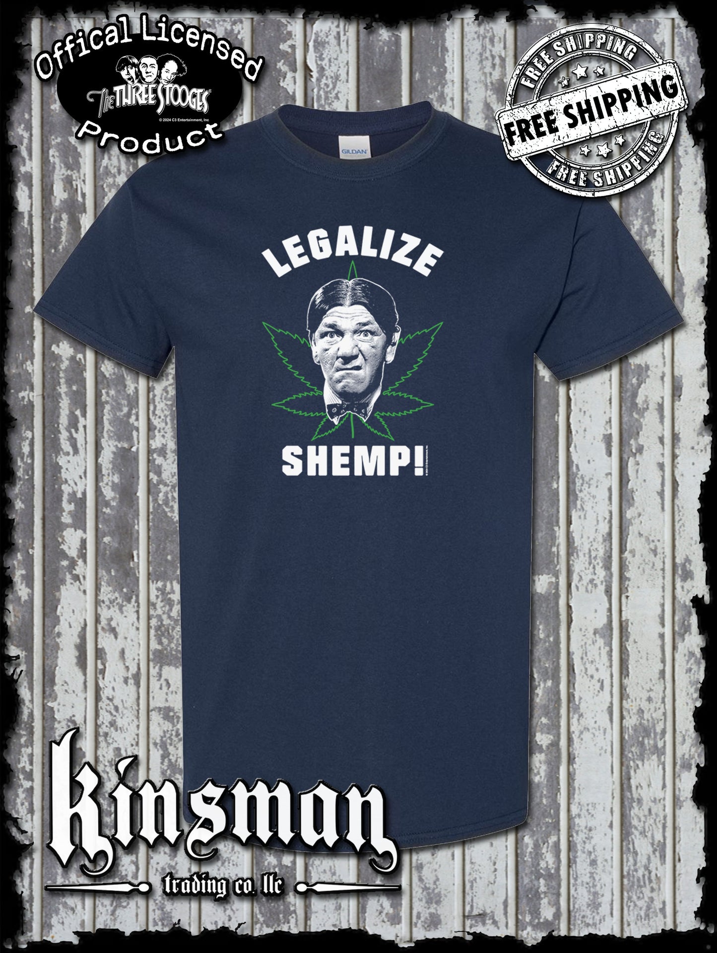 Three Stooges Legalize Shemp T-Shirt Weed Marijuana Pot Leaf