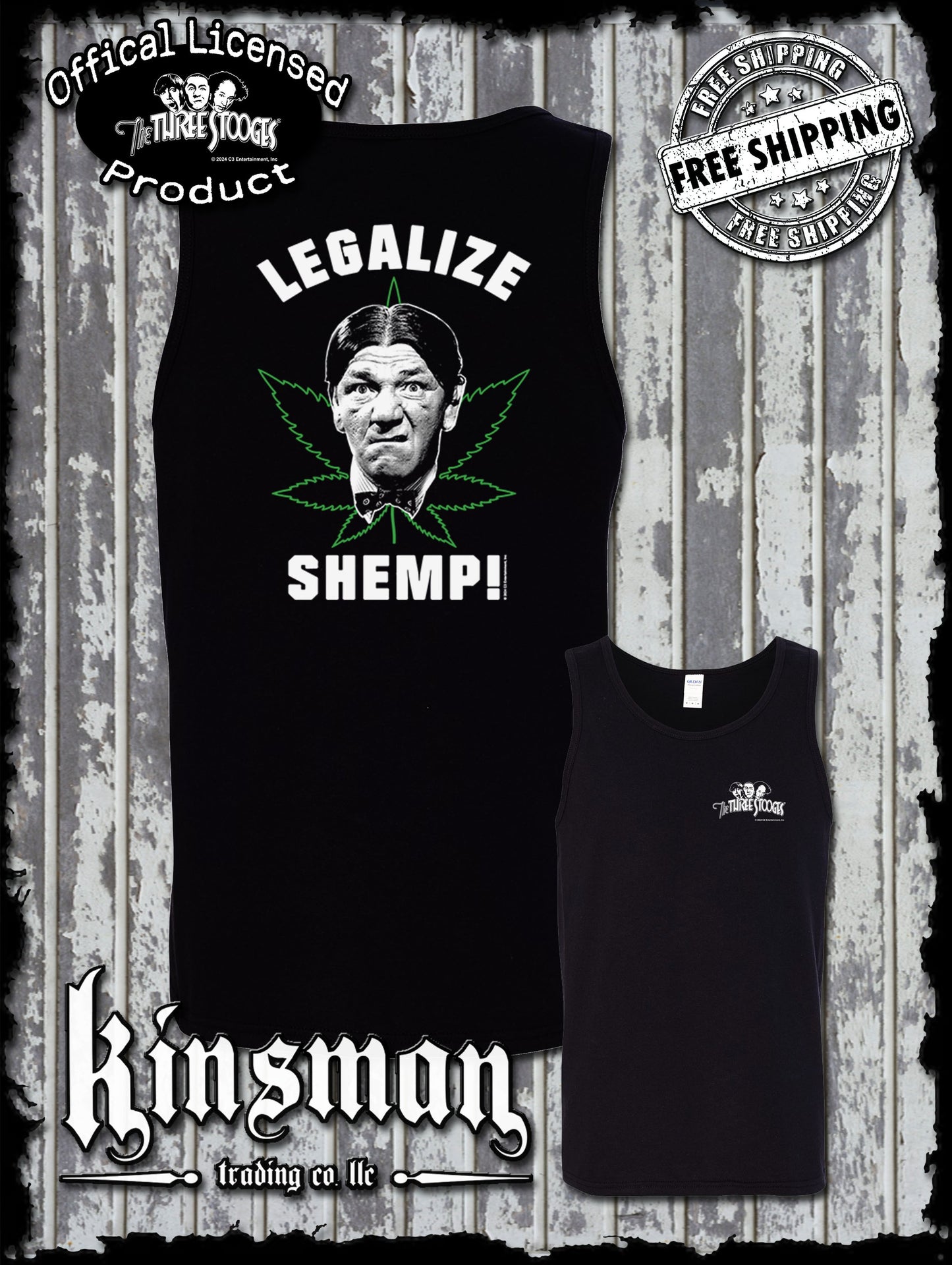 Three Stooges Legalize Shemp 2-Sided Tank Top T-Shirt Weed Marijuana Pot Leaf