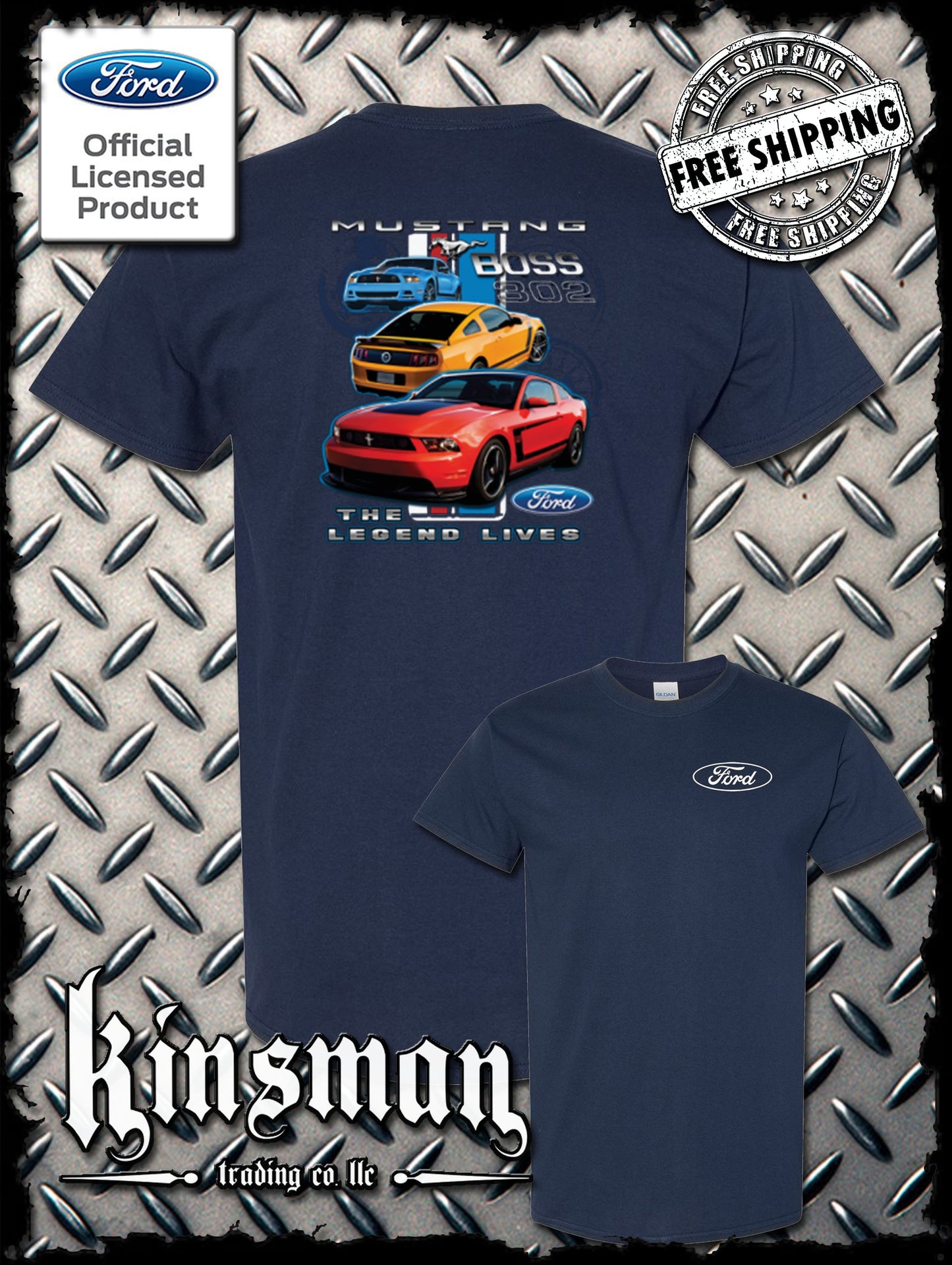 Ford Mustang The Legend Lives 2-Sided T-Shirt Boss 302