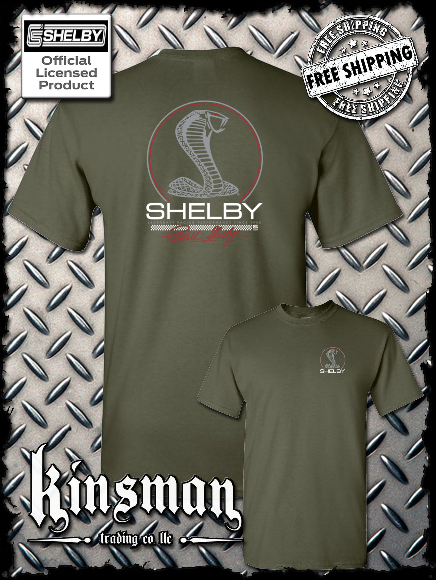 Carroll Shelby Cobra Legendary Racing 2-Sided T-Shirt
