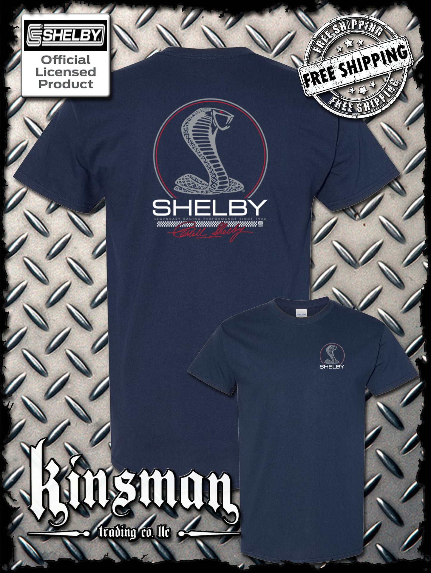 Carroll Shelby Cobra Legendary Racing 2-Sided T-Shirt