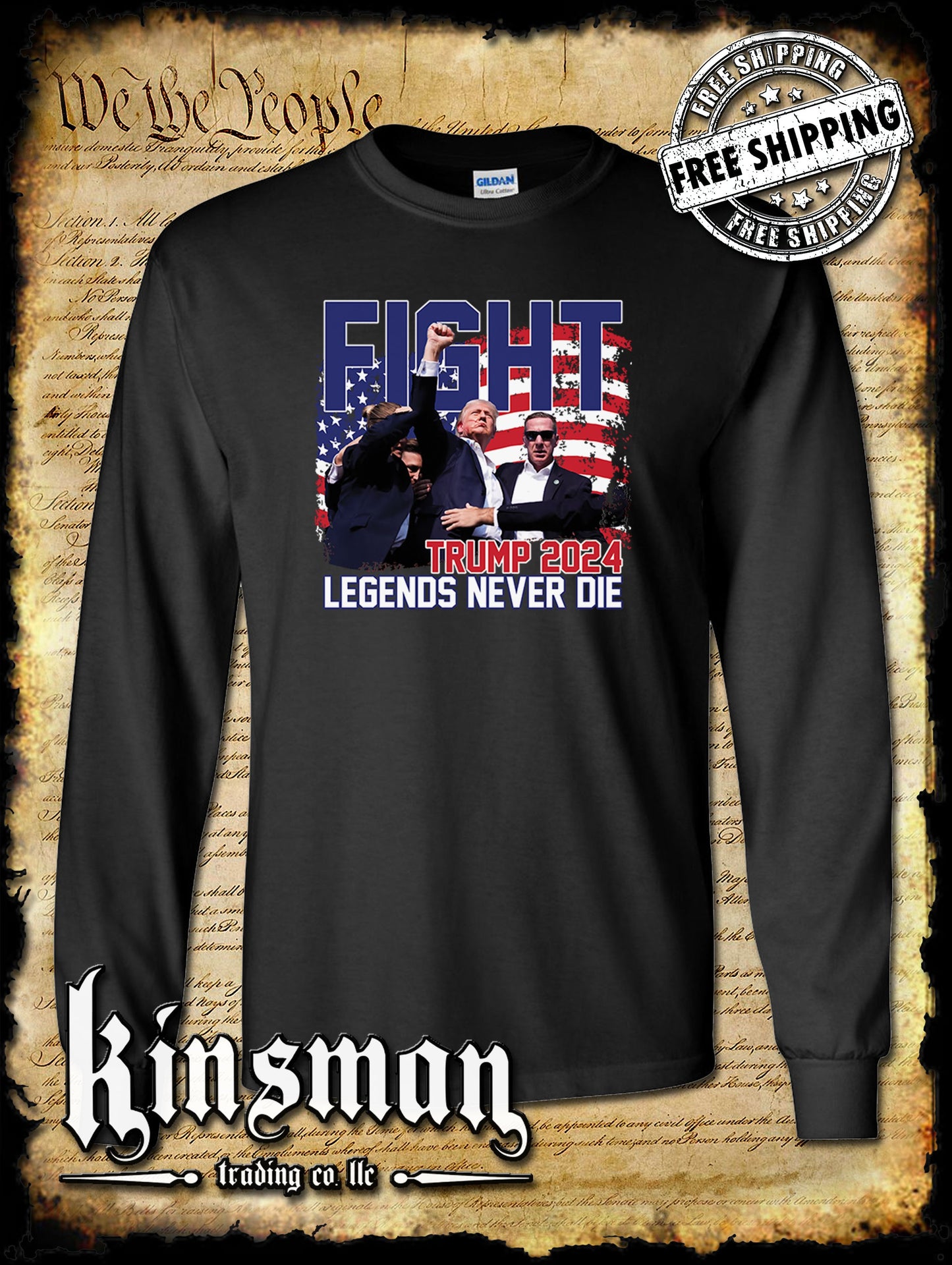 Legends Never Die Fight! Long Sleeve T-Shirt Trump 2024 MAGA USA