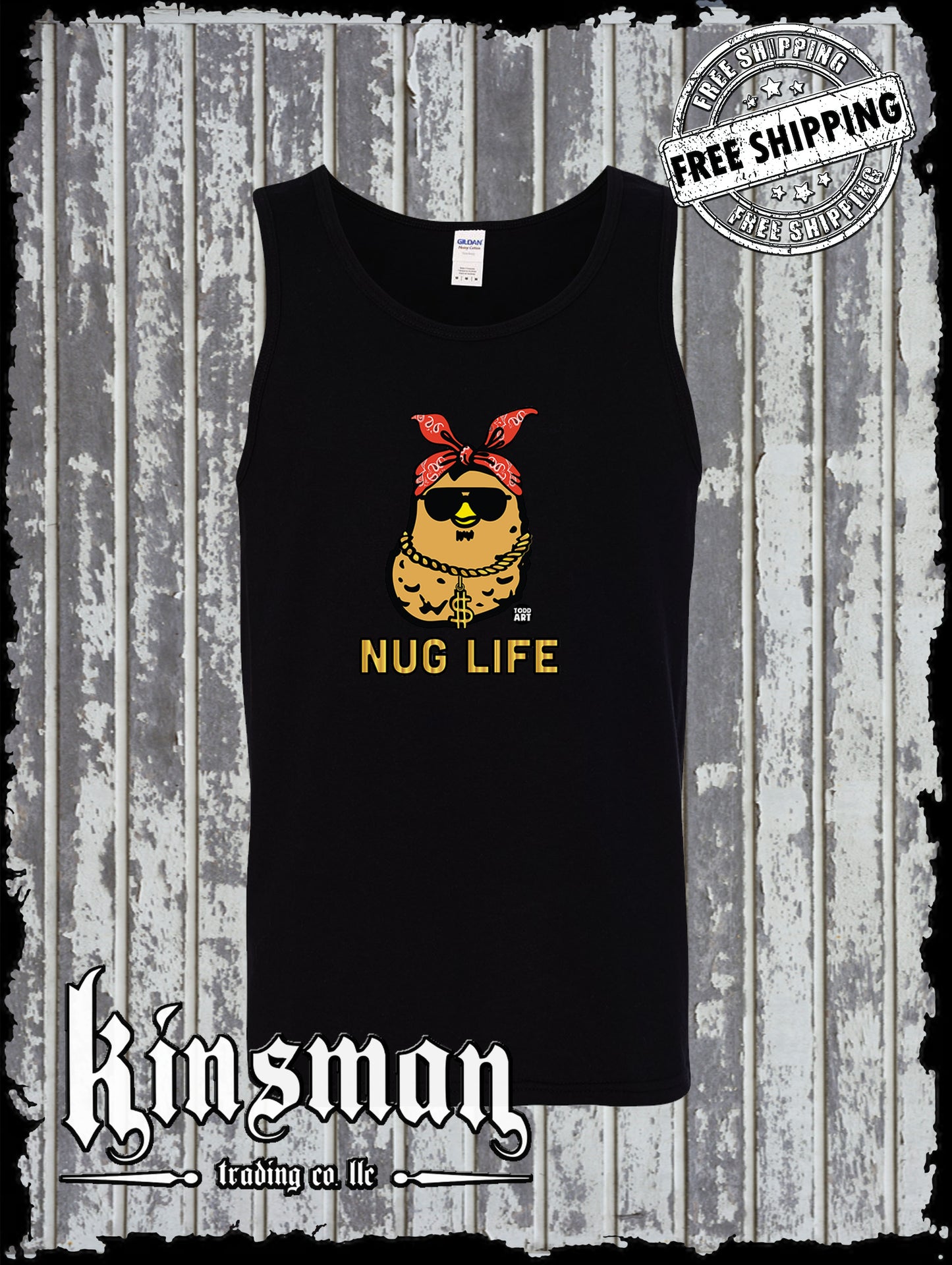 NUG Life Chicken Nugget Gangster Tank Top T-Shirt Todd Goldman Art Licensed