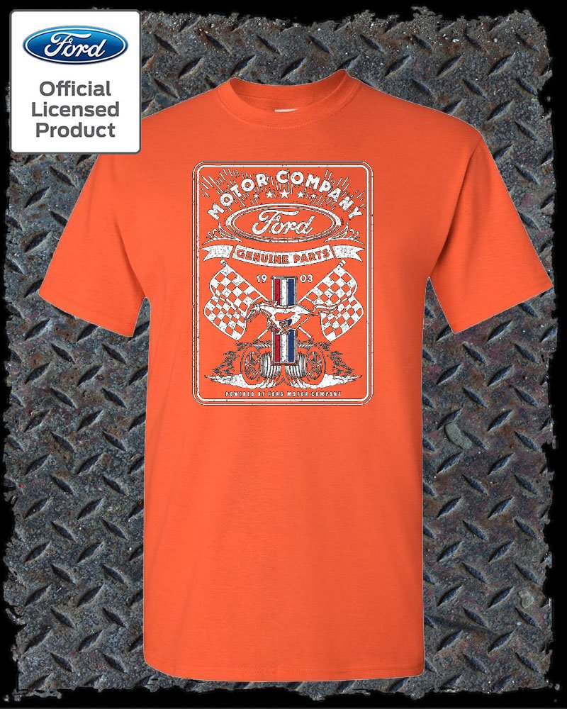 Ford Vintage Style 1903 Racing Flags T-Shirt / Official Licensed Mustang F-150