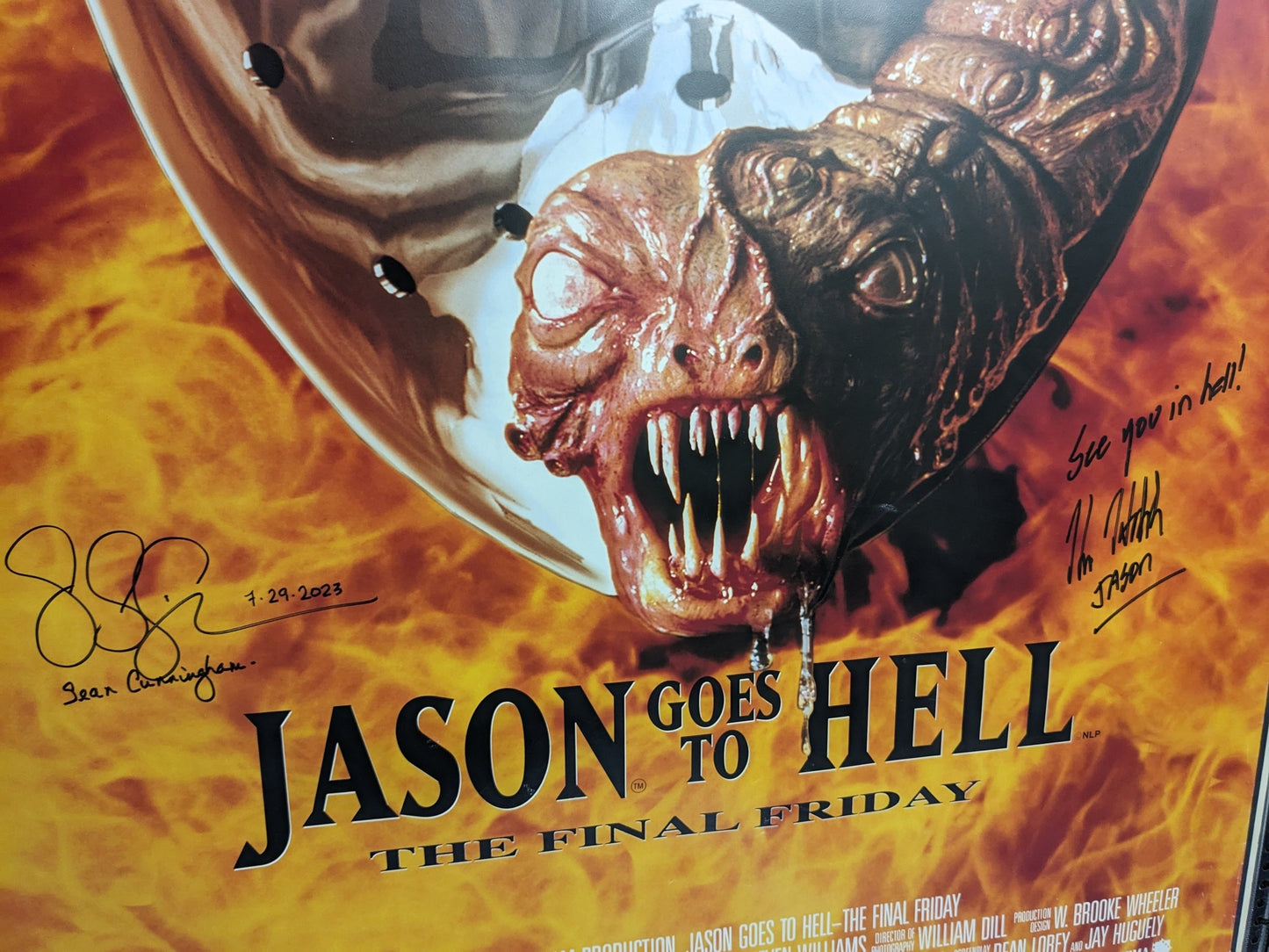 Jason Goes To Hell 27x40 DS One Sheet Poster Signed Kane Hodder & Sean Cunningham Friday the 13th