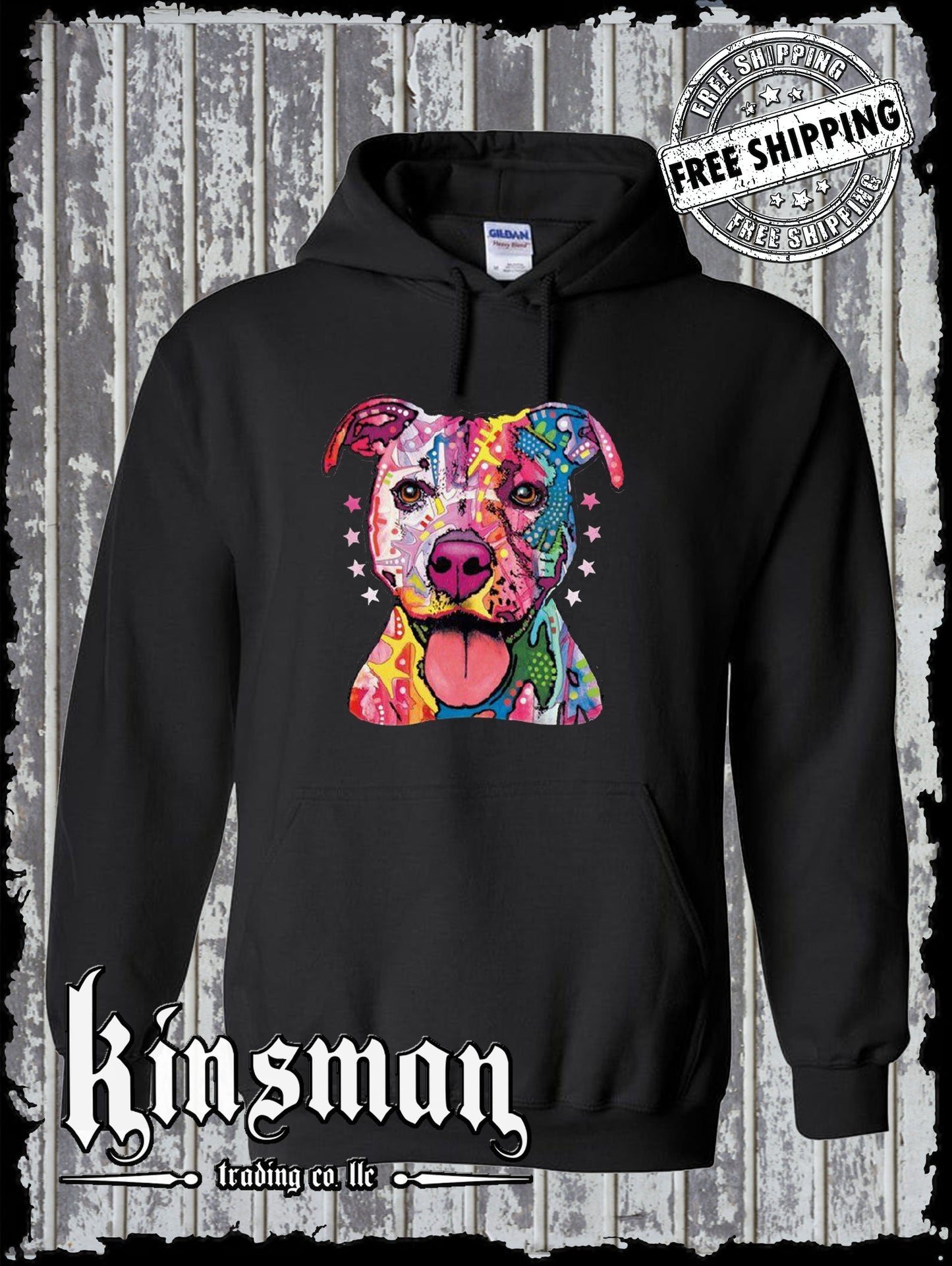 Dean Russo Pit Bull Watercolor Dog Hoodie / Sweatshirt Animal Lover / Licensed
