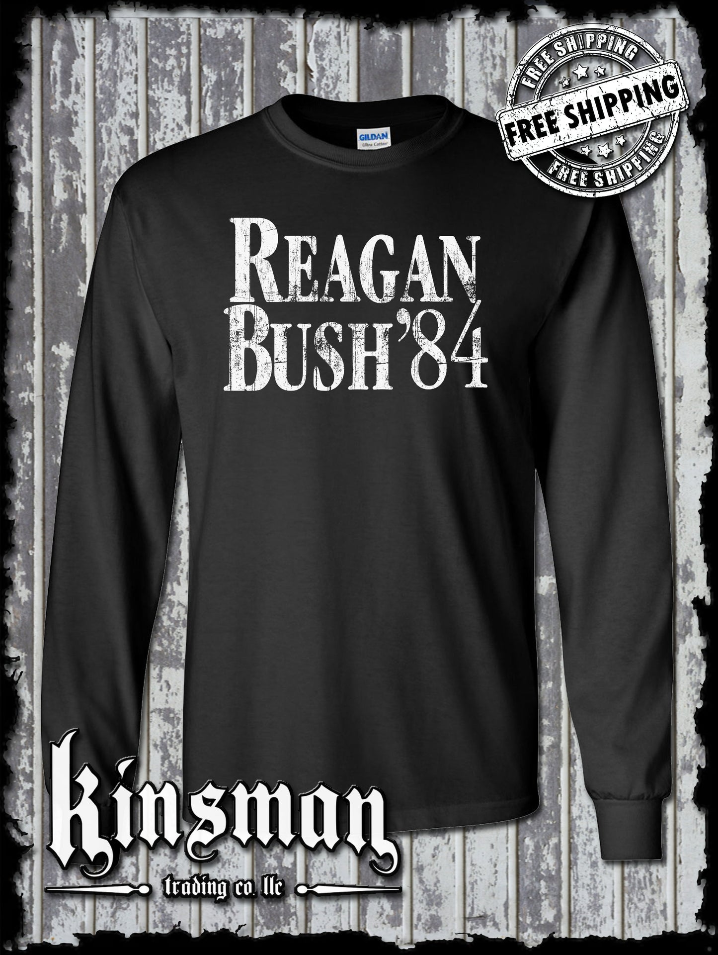 Ronald Reagan Bush For President 84 Long Sleeve T-Shirt - Republican 1980's Retro