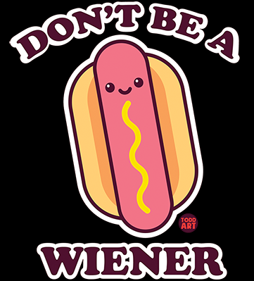 Don't Be A Wiener Hot Dog Tank Top T-Shirt Todd Goldman Licensed