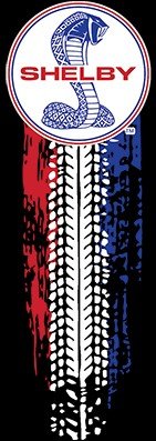 Carroll Shelby Vertical Cobra Red White Blue Logo 2-Sided T-Shirt