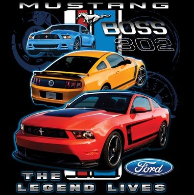 Ford Mustang The Legend Lives 2-Sided T-Shirt Boss 302