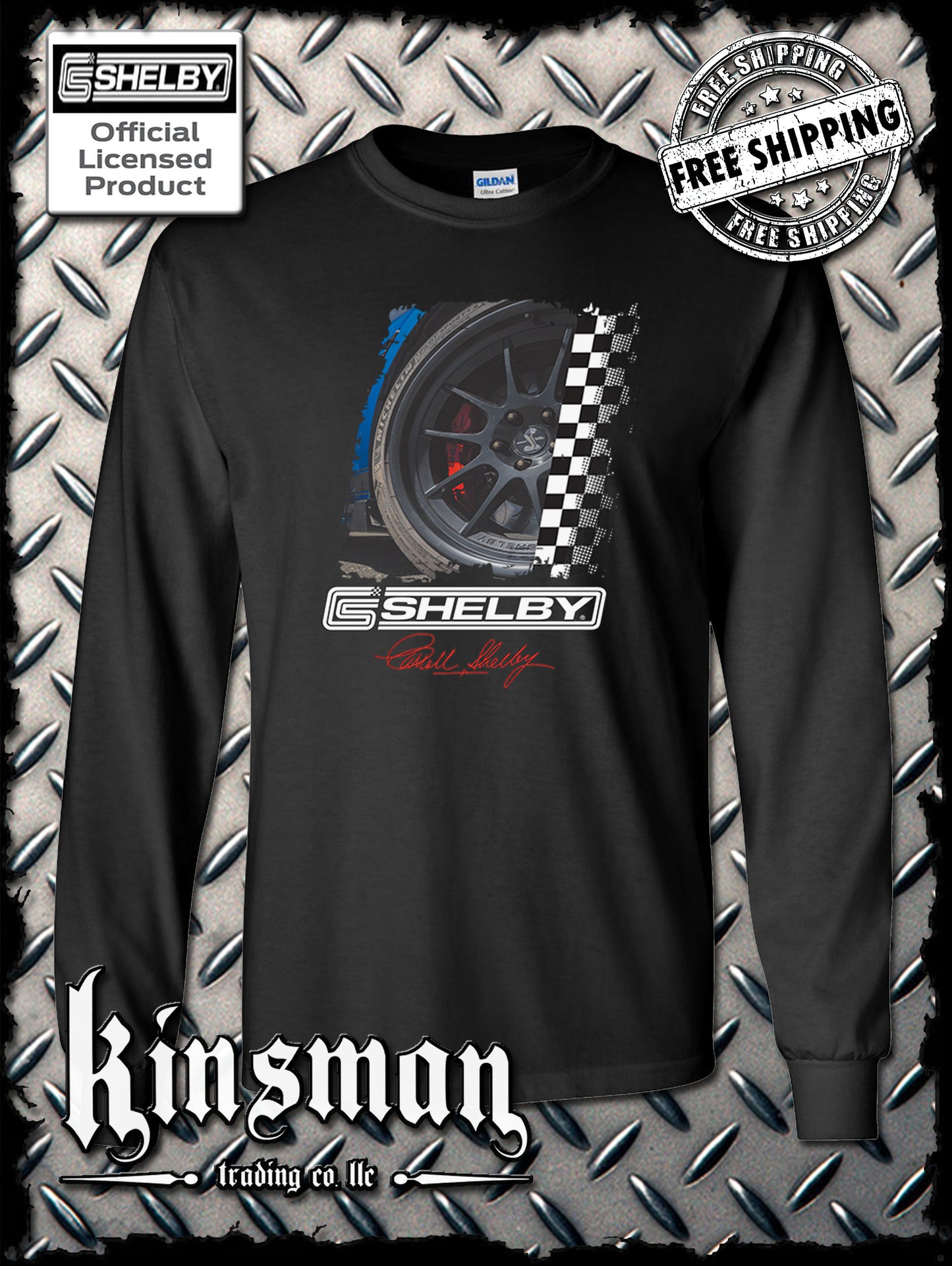 Carroll Shelby Wheel Long Sleeve T-Shirt GT 500 Mustang