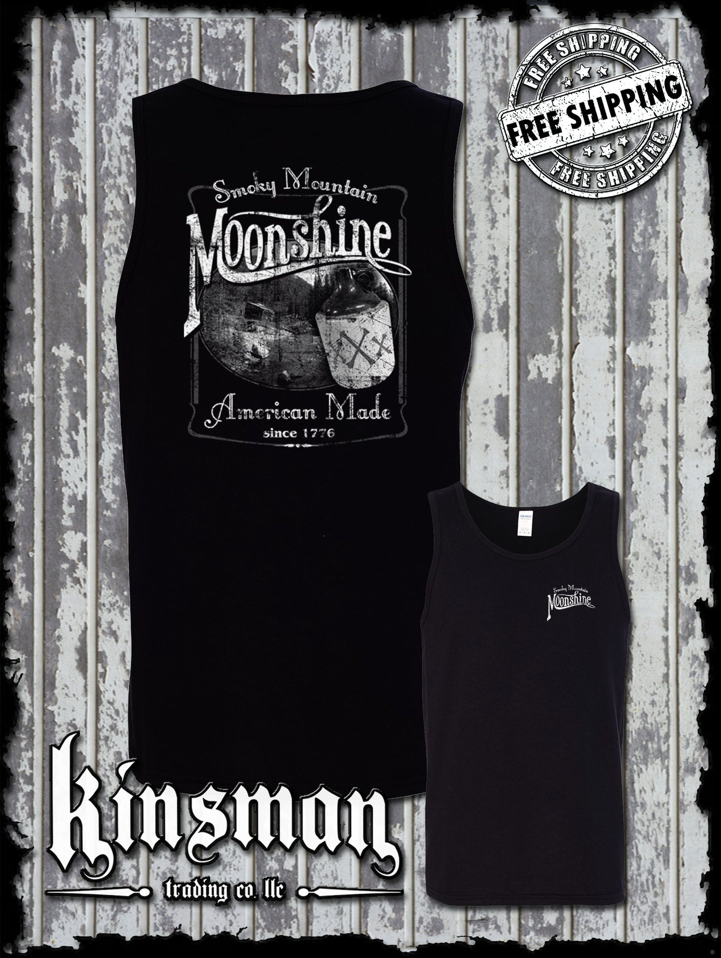 Smoky Mountain Moonshine 2-Sided Tank Top T-Shirt Tennessee Whiskey Since 1776 Distillery