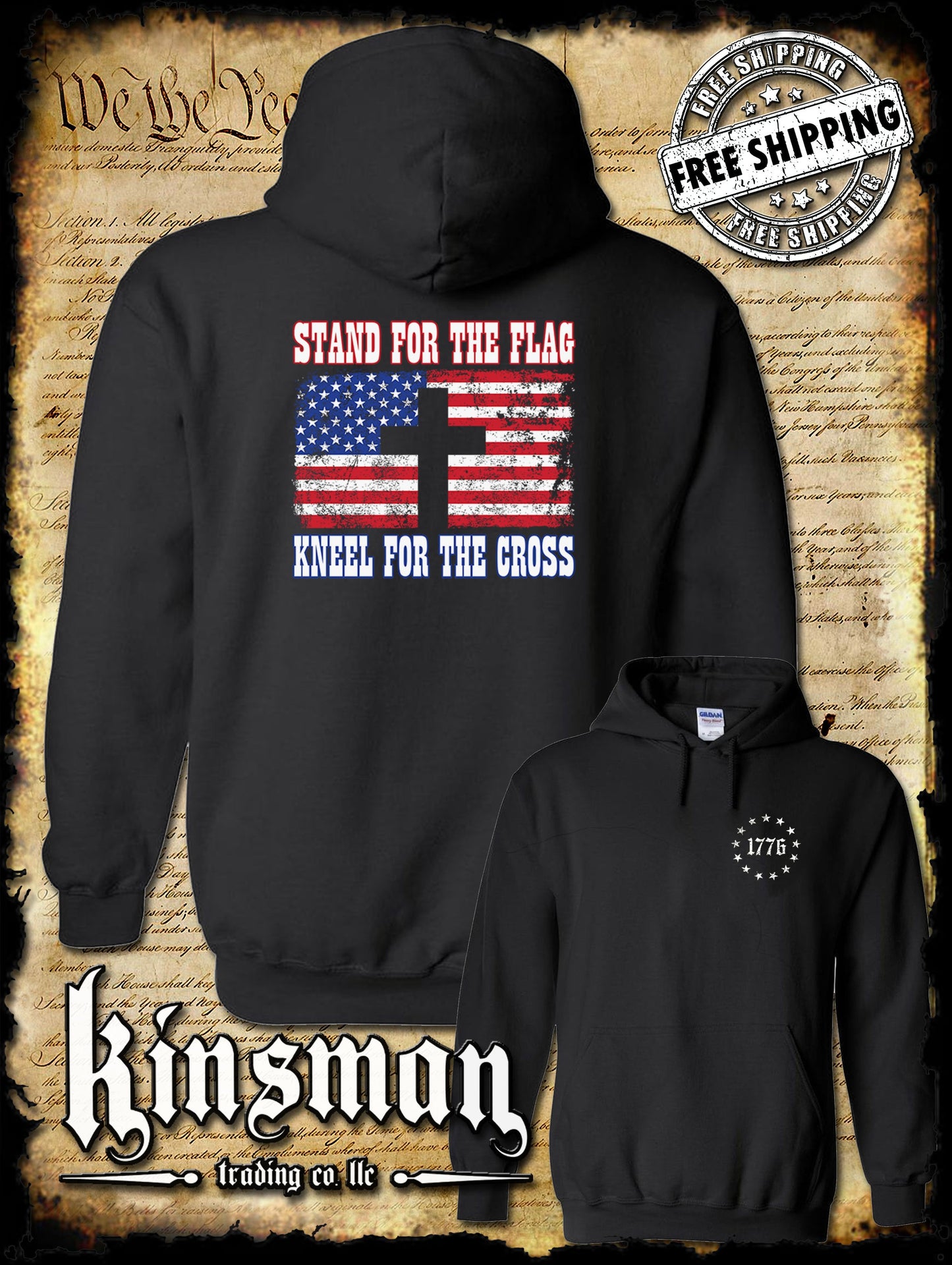 Stand for The Flag Kneel for The Cross 2-Sided Hoodie / Sweatshirt
