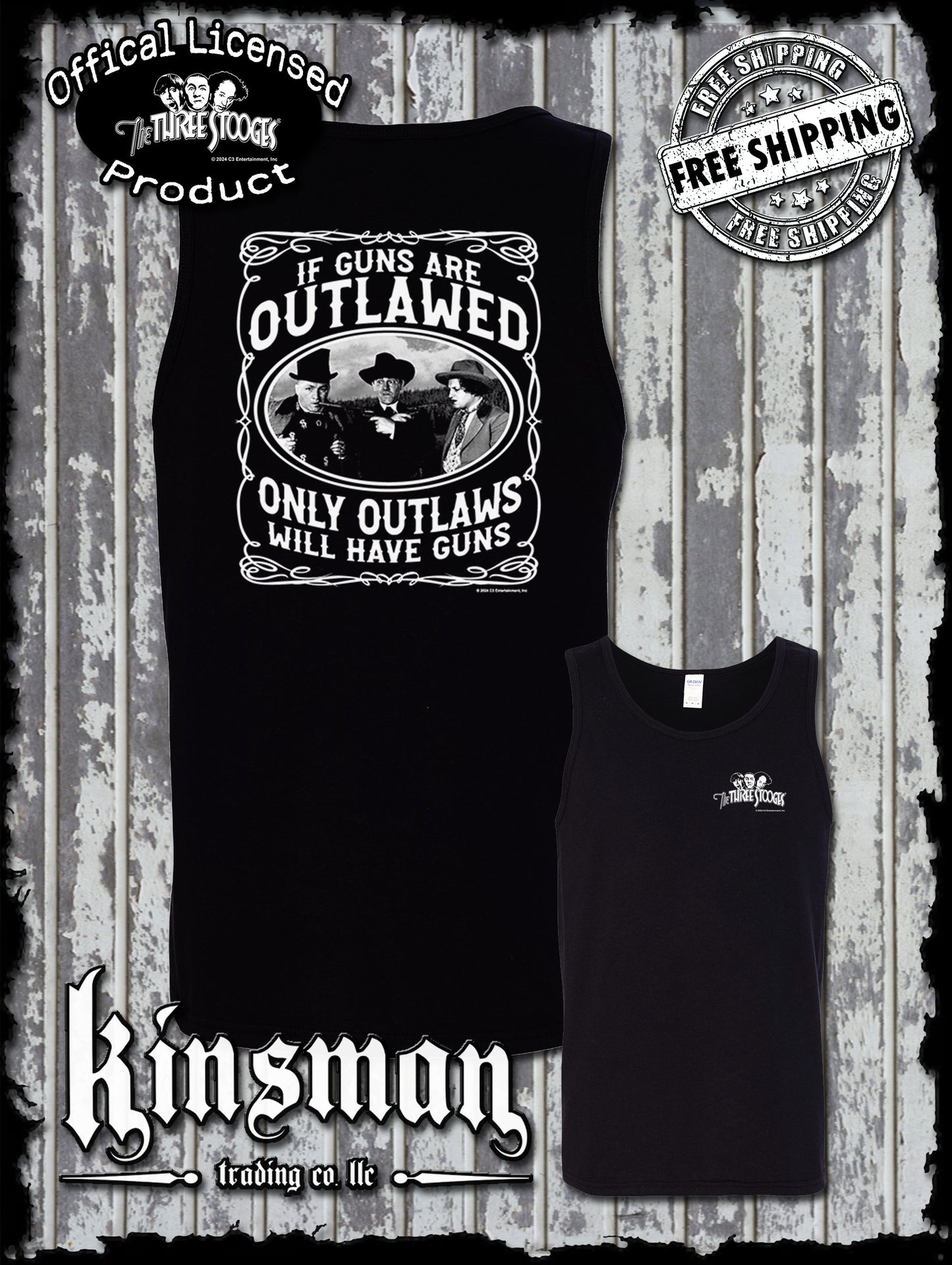 Three Stooges Outlaws 2nd Amendment 2-Sided Tank Top T-Shirt