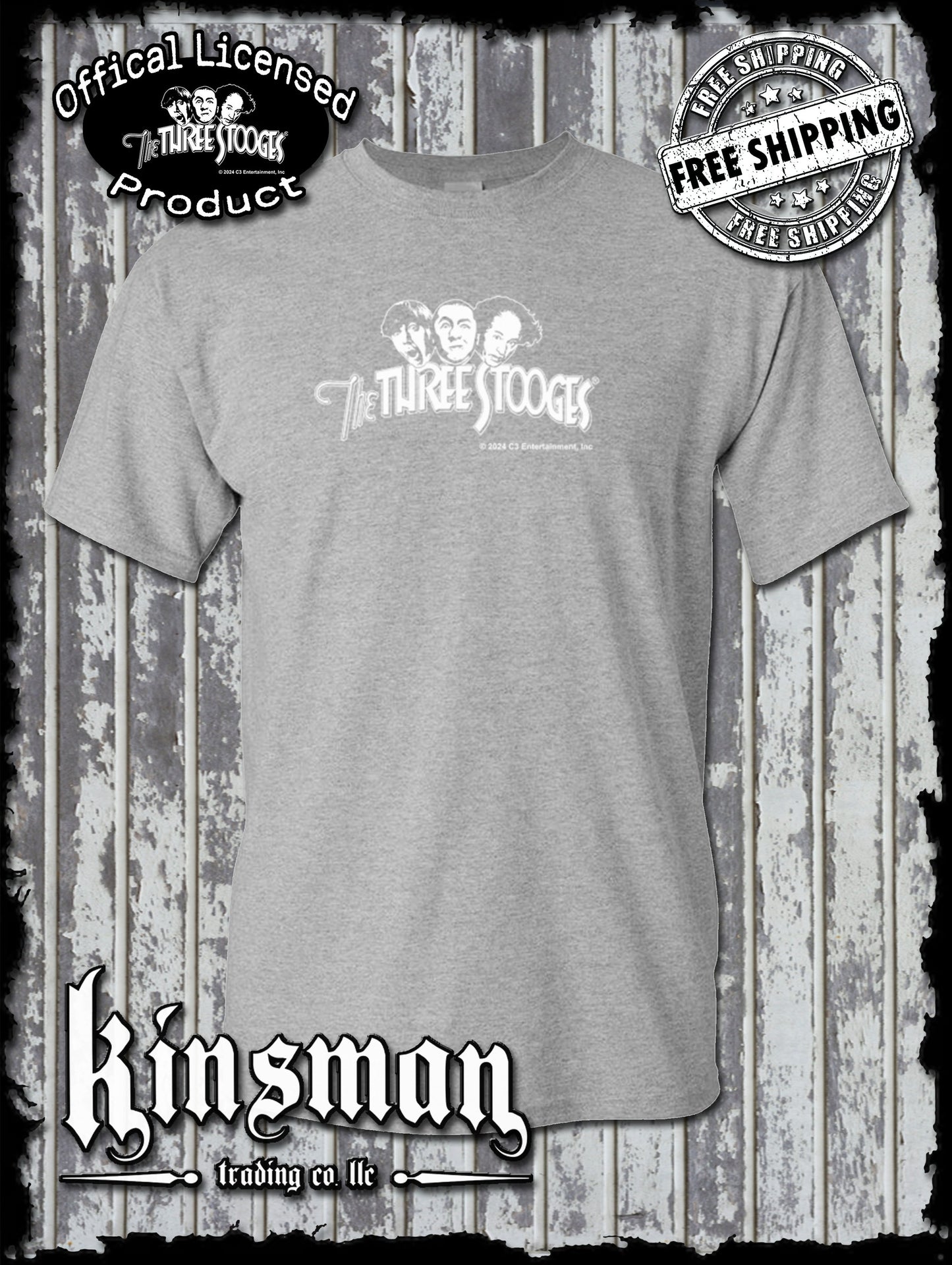 Three Stooges Classic White Logo T-Shirt