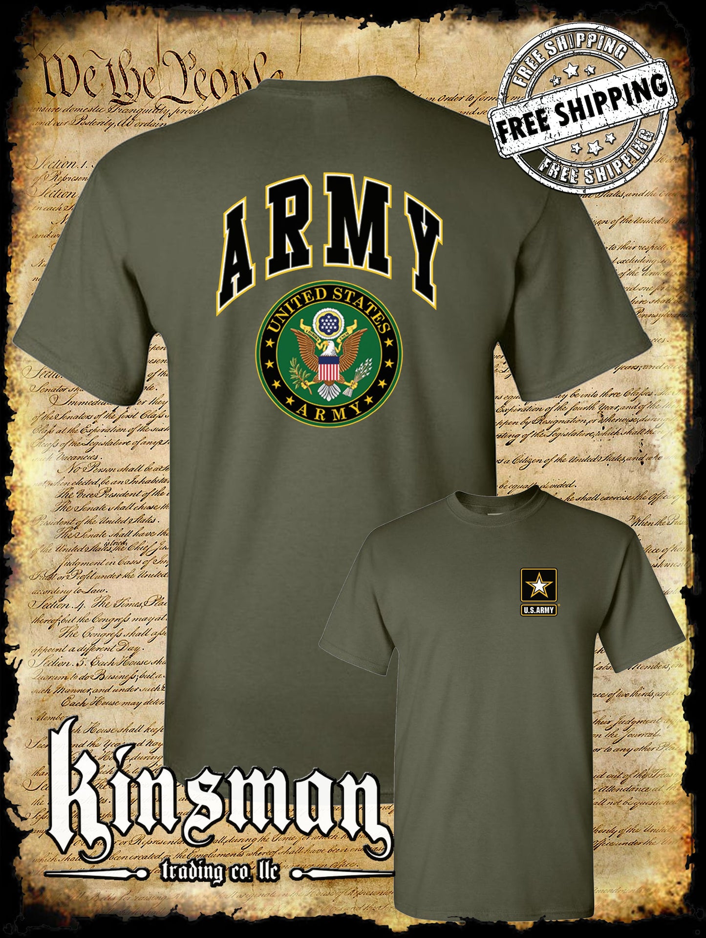 US Army Seal 2-Sided T-Shirt Official Licensed Military United States of America