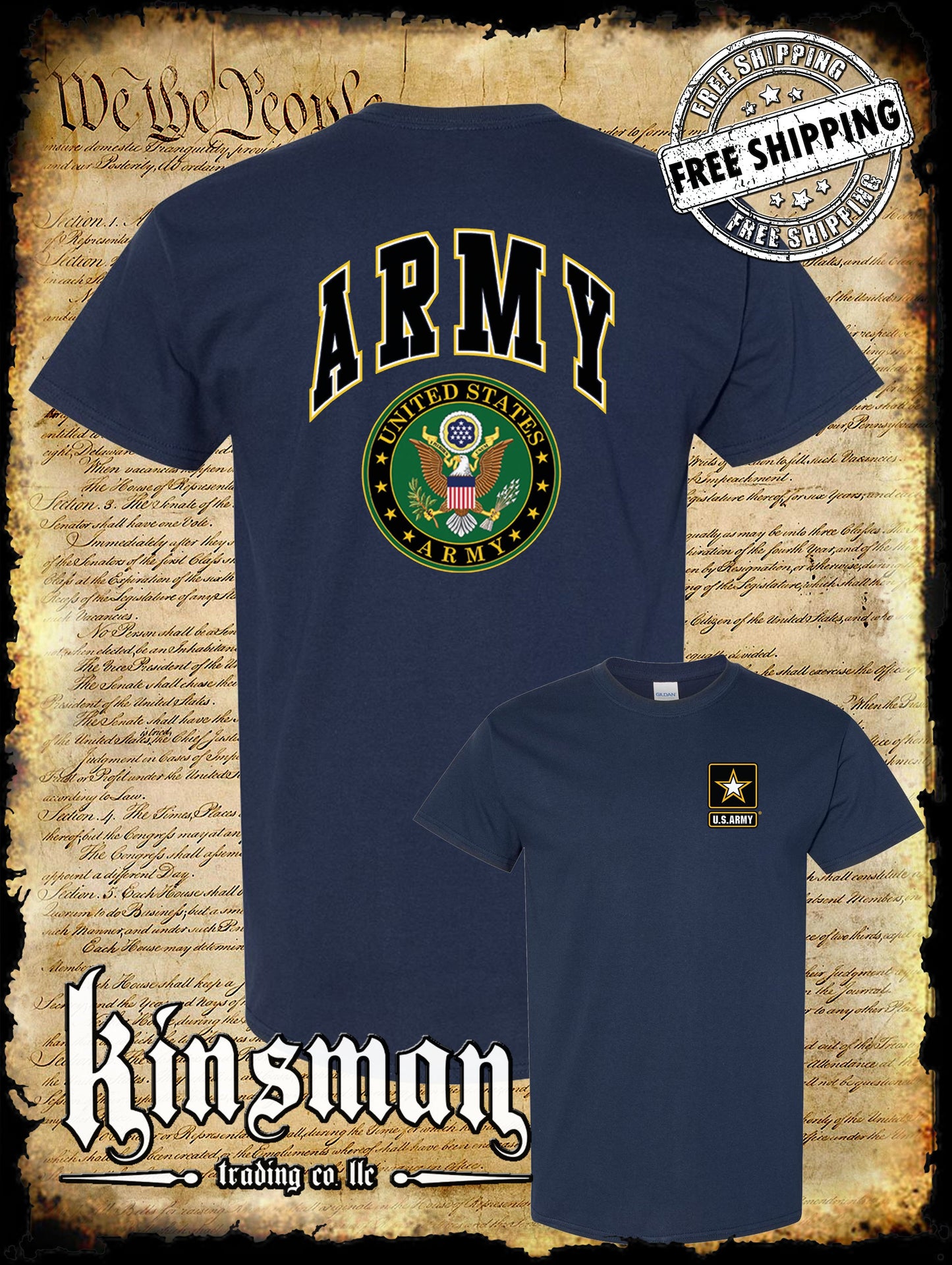 US Army Seal 2-Sided T-Shirt Official Licensed Military United States of America