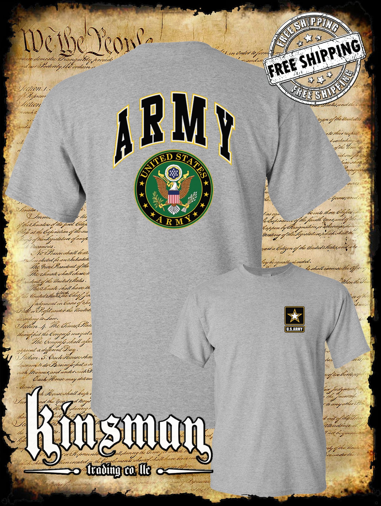 US Army Seal 2-Sided T-Shirt Official Licensed Military United States of America