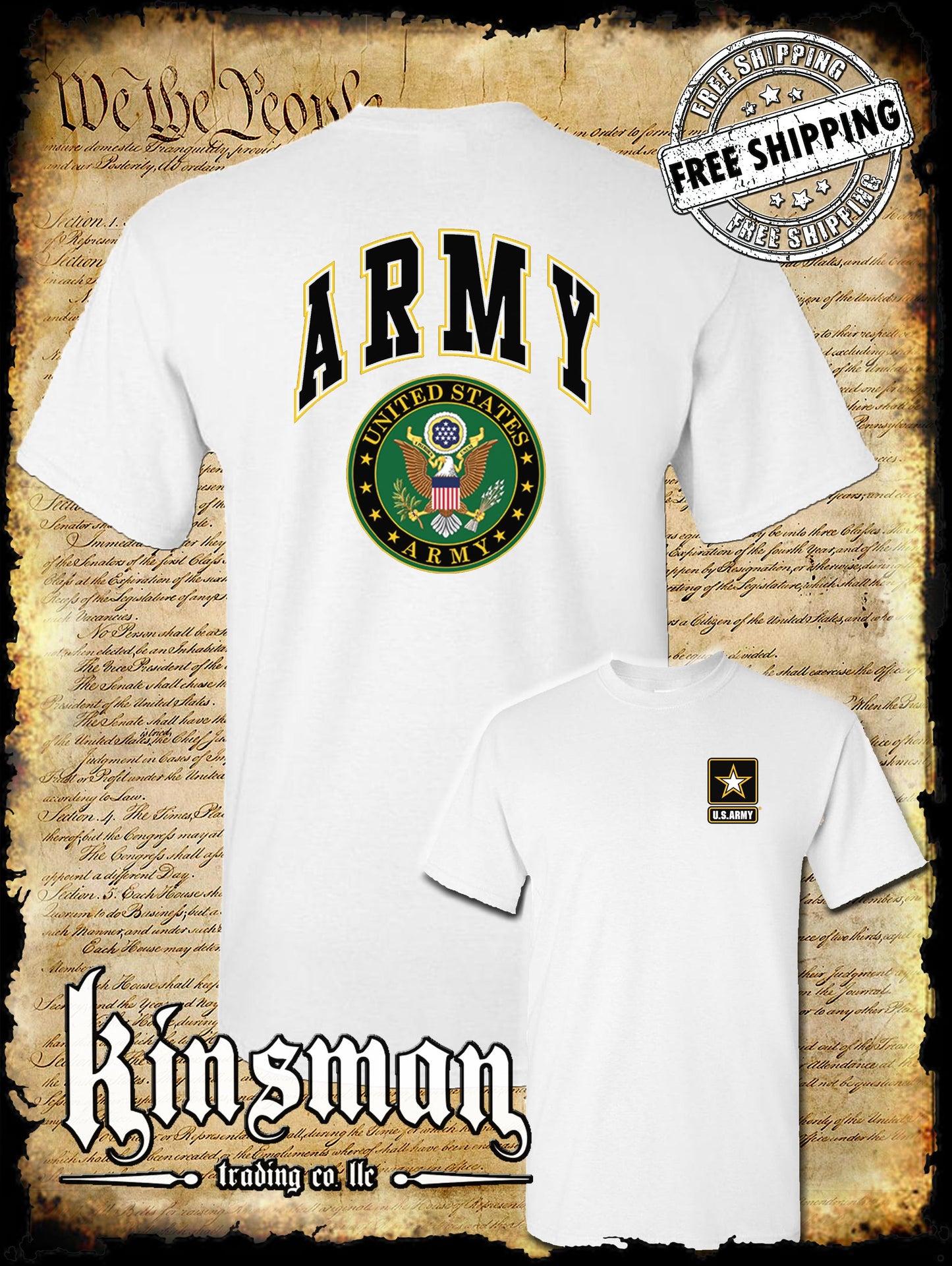 US Army Seal 2-Sided T-Shirt Official Licensed Military United States of America
