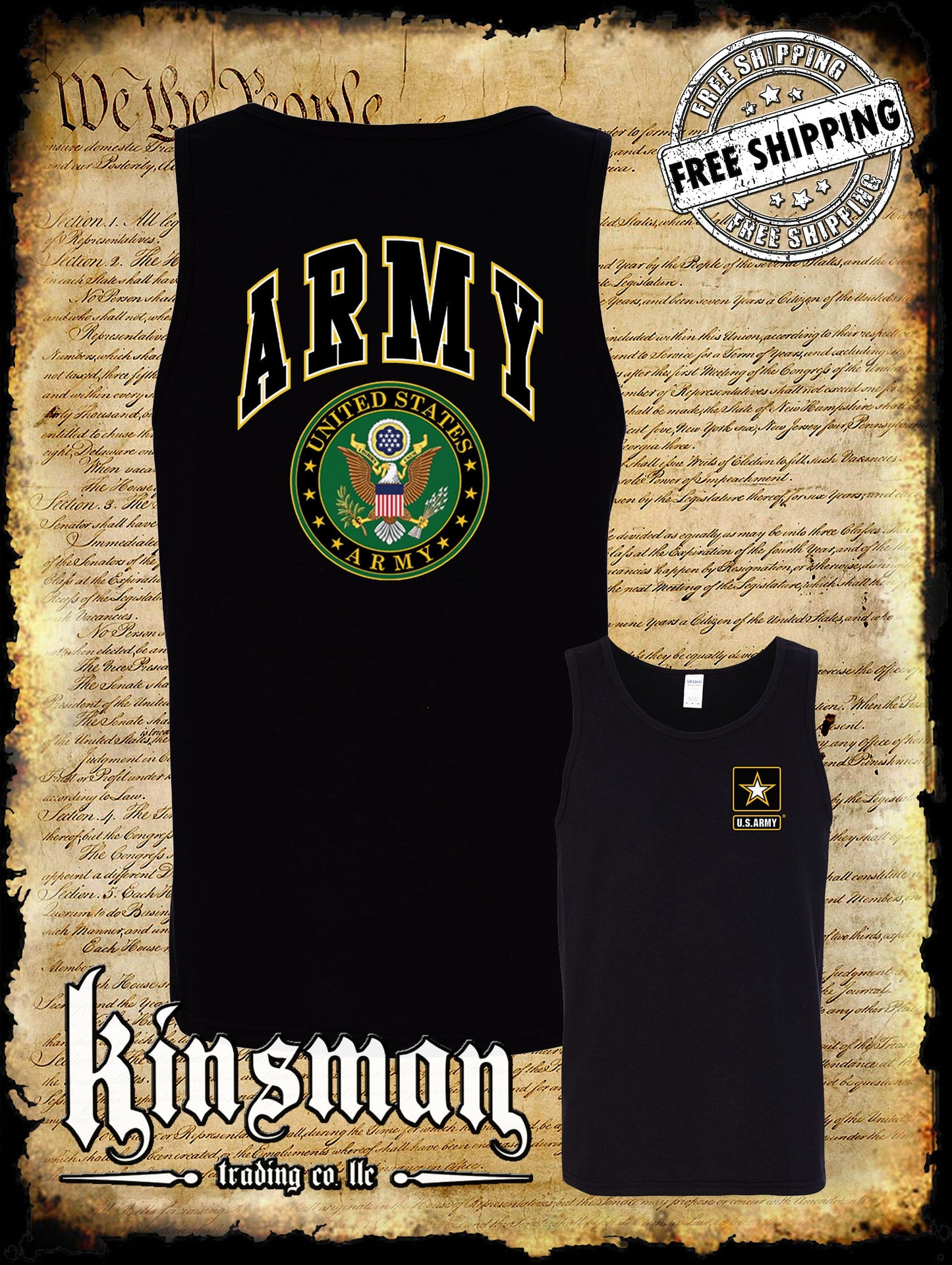 US Army Seal 2-Sided Tank Top T-Shirt Official Licensed Military United States of America