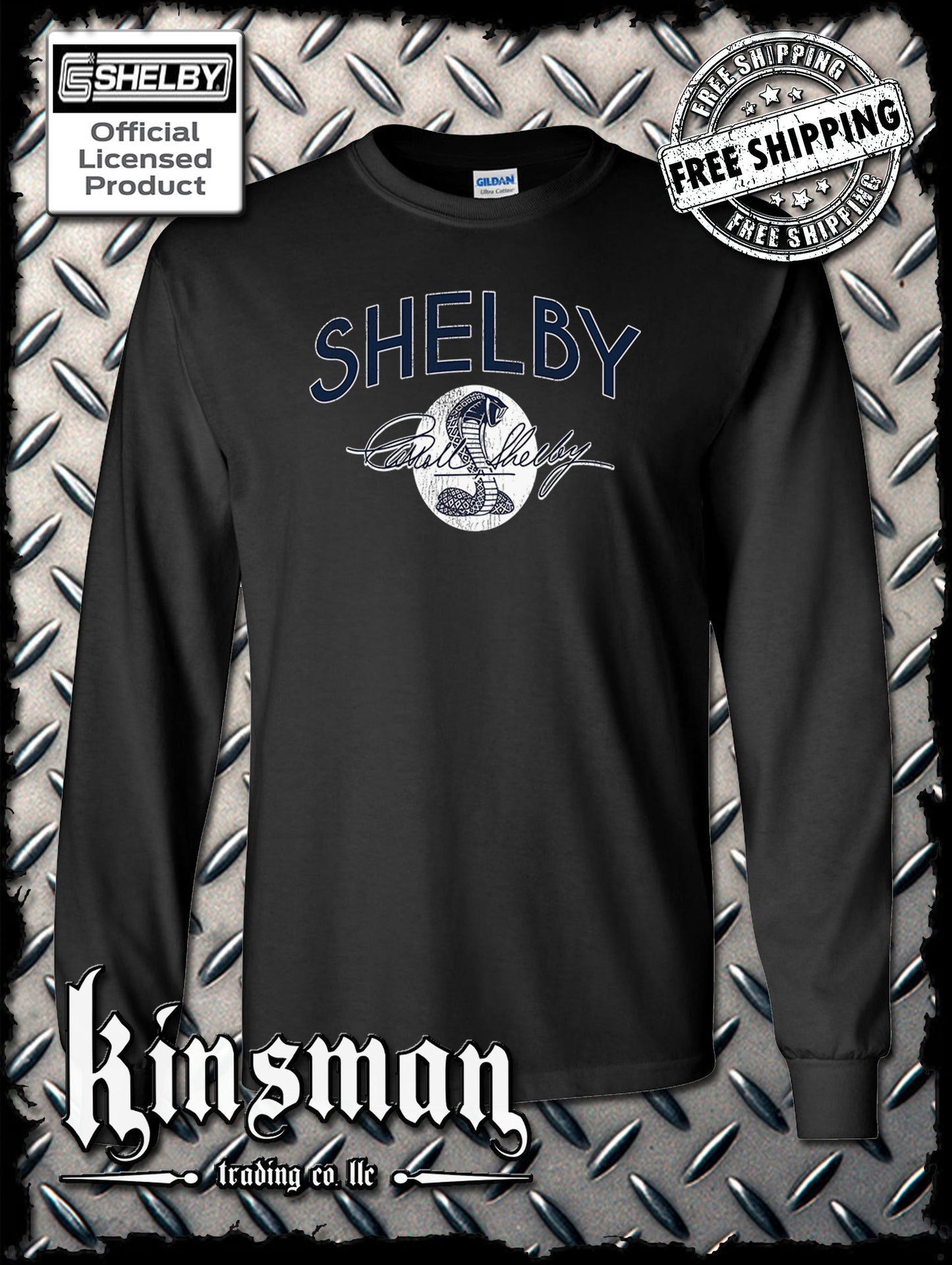 Carroll Shelby Vintage Cobra Logo Long Sleeve T-Shirt