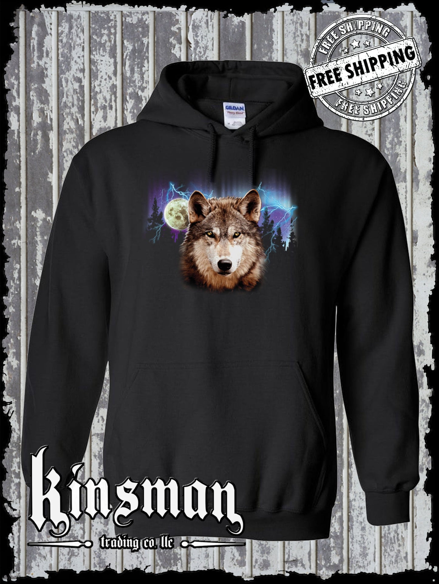 Wolf Lightning Moon Hoodie / Sweatshirt Native American Indian