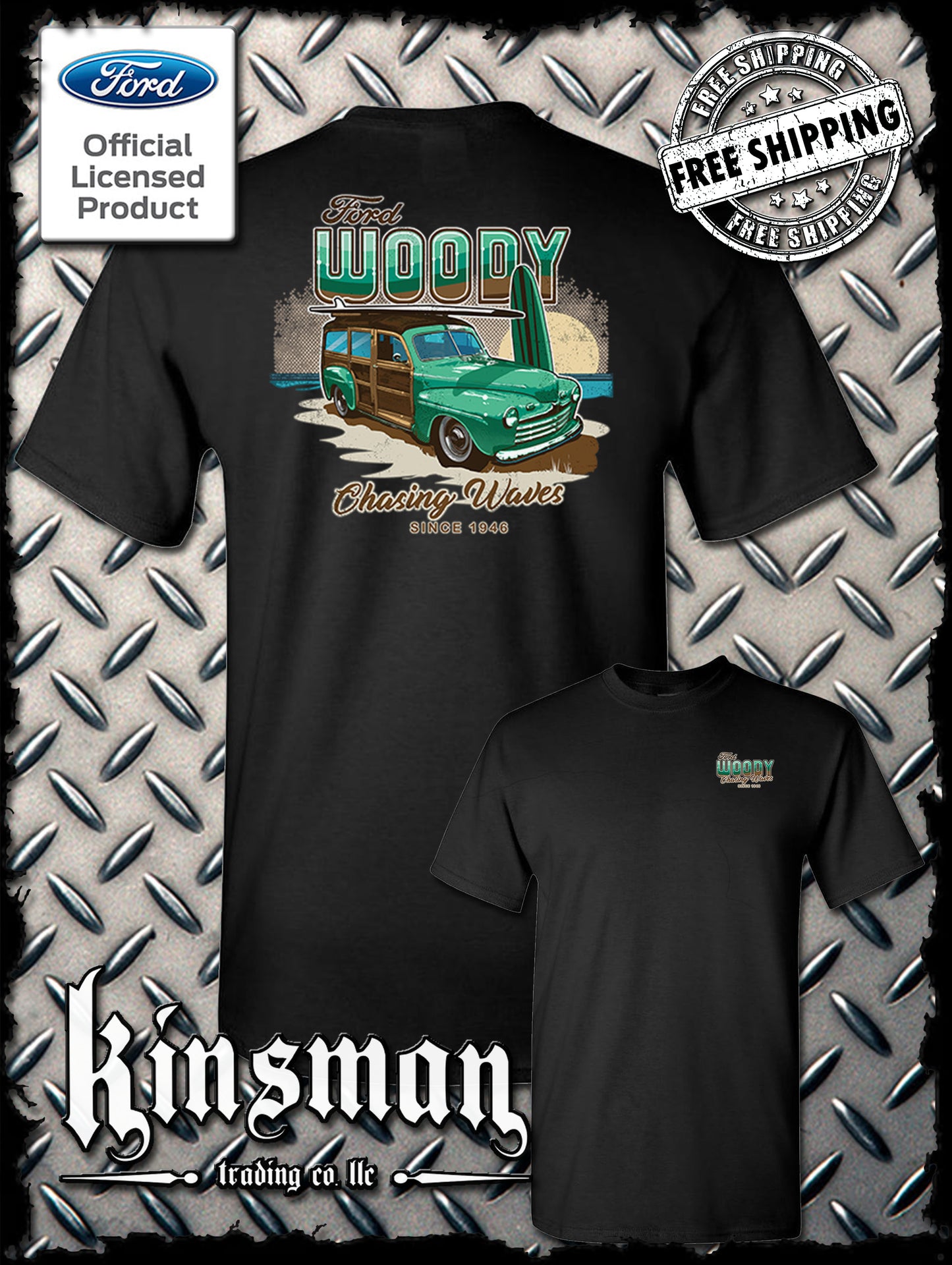 1946 Ford Woody Wagon 2-Sided T-Shirt