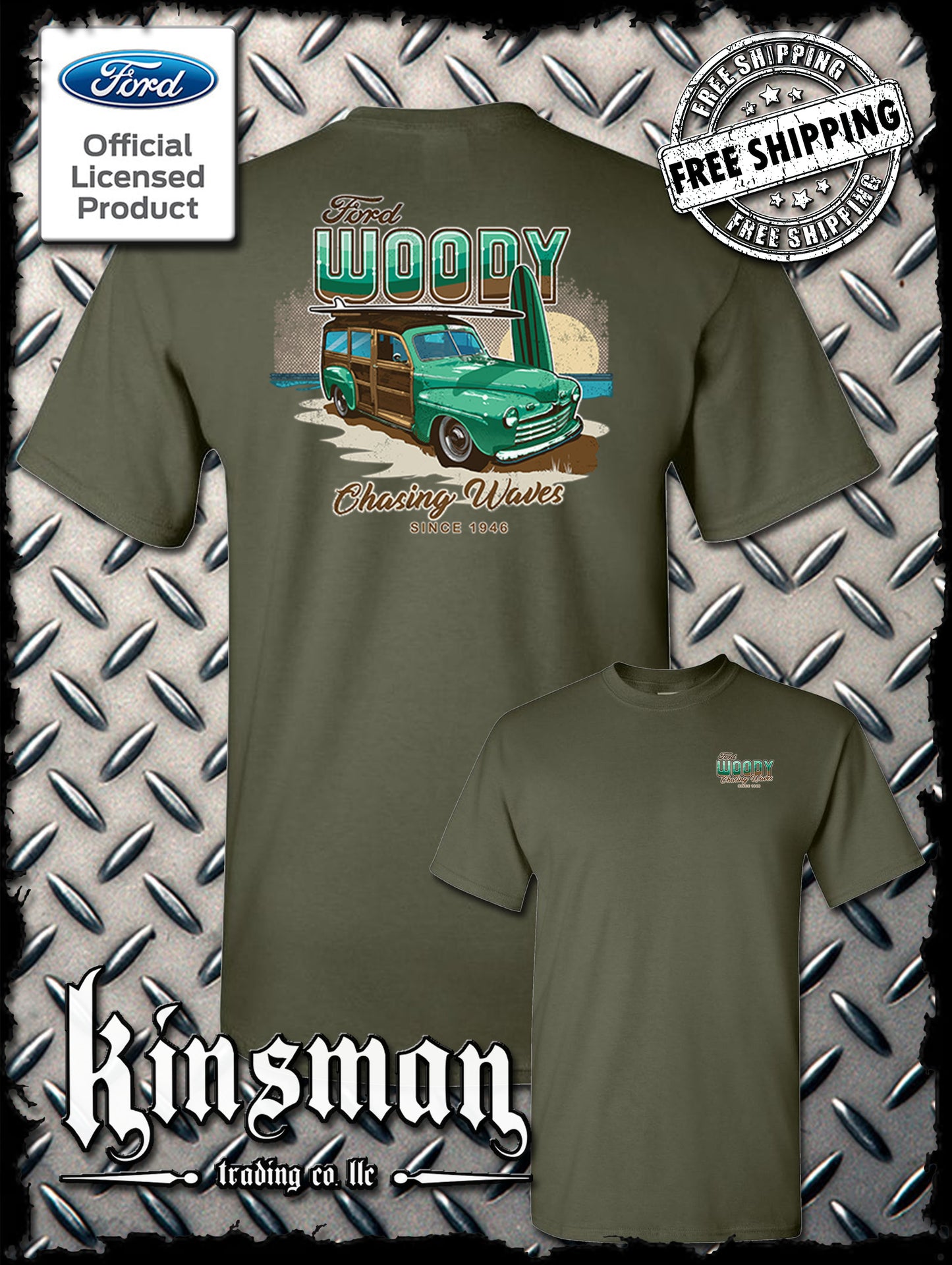 1946 Ford Woody Wagon 2-Sided T-Shirt