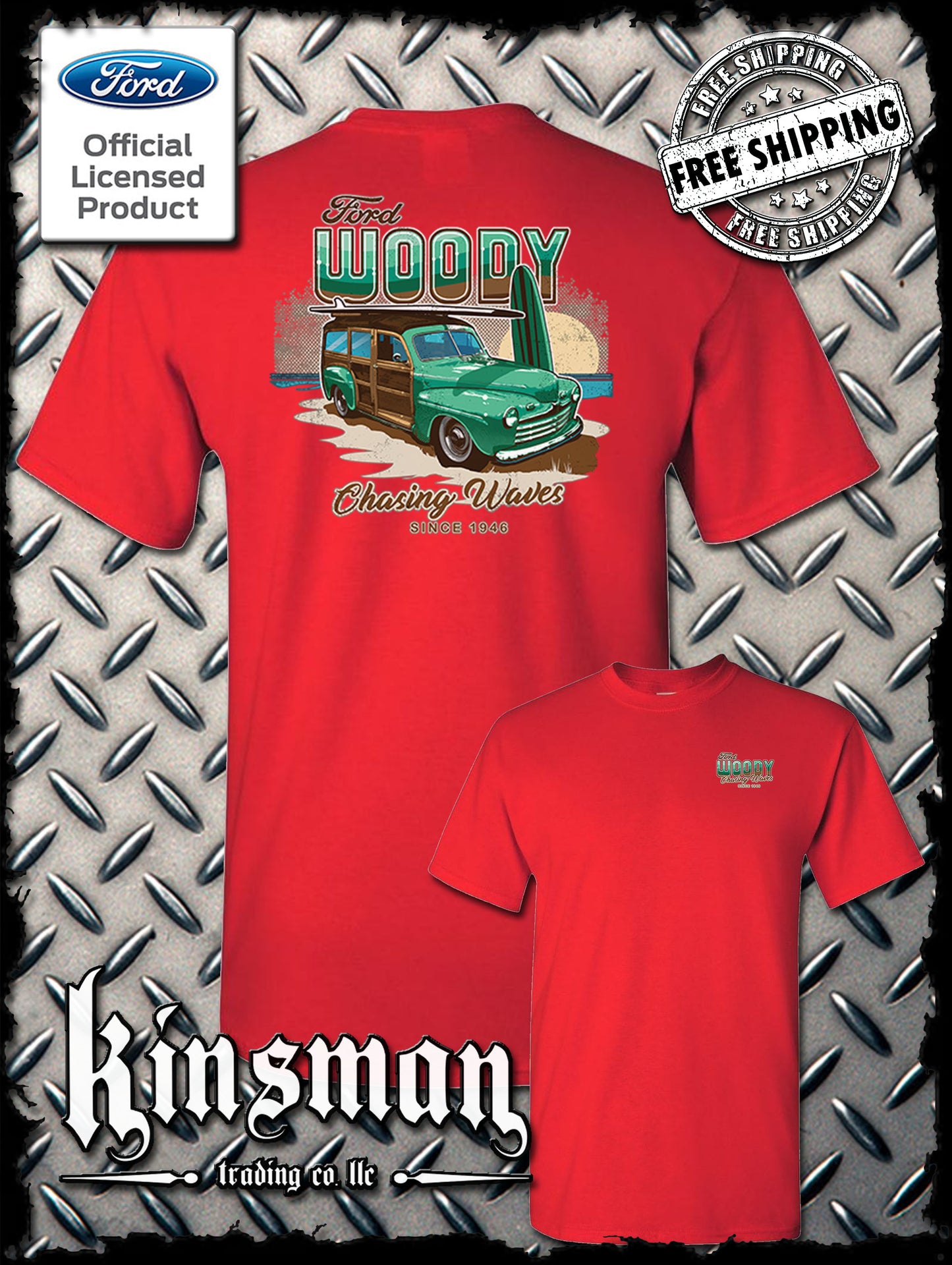 1946 Ford Woody Wagon 2-Sided T-Shirt