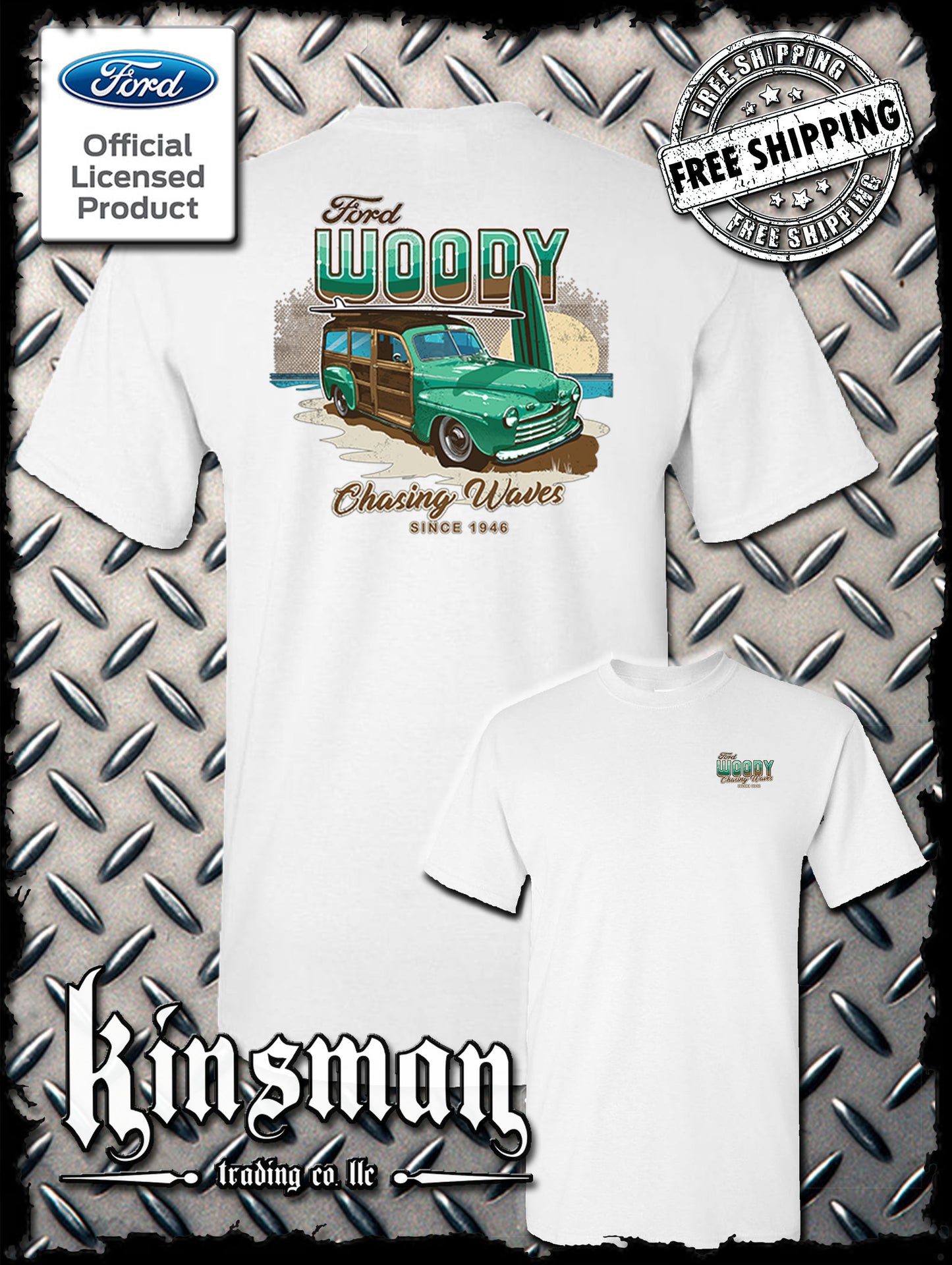 1946 Ford Woody Wagon 2-Sided T-Shirt