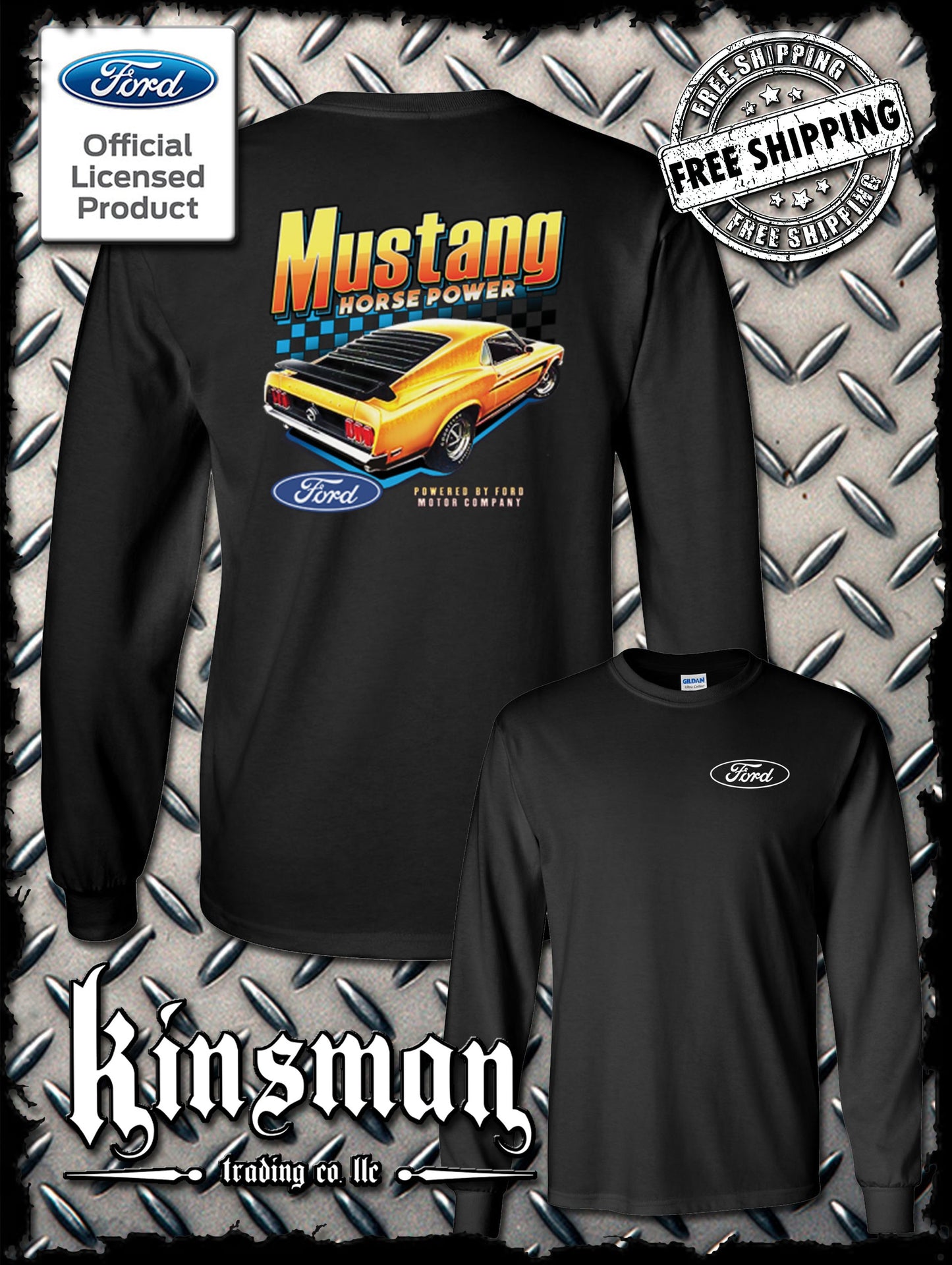 Ford Mustang Horsepower 2-Sided Long Sleeve T-Shirt
