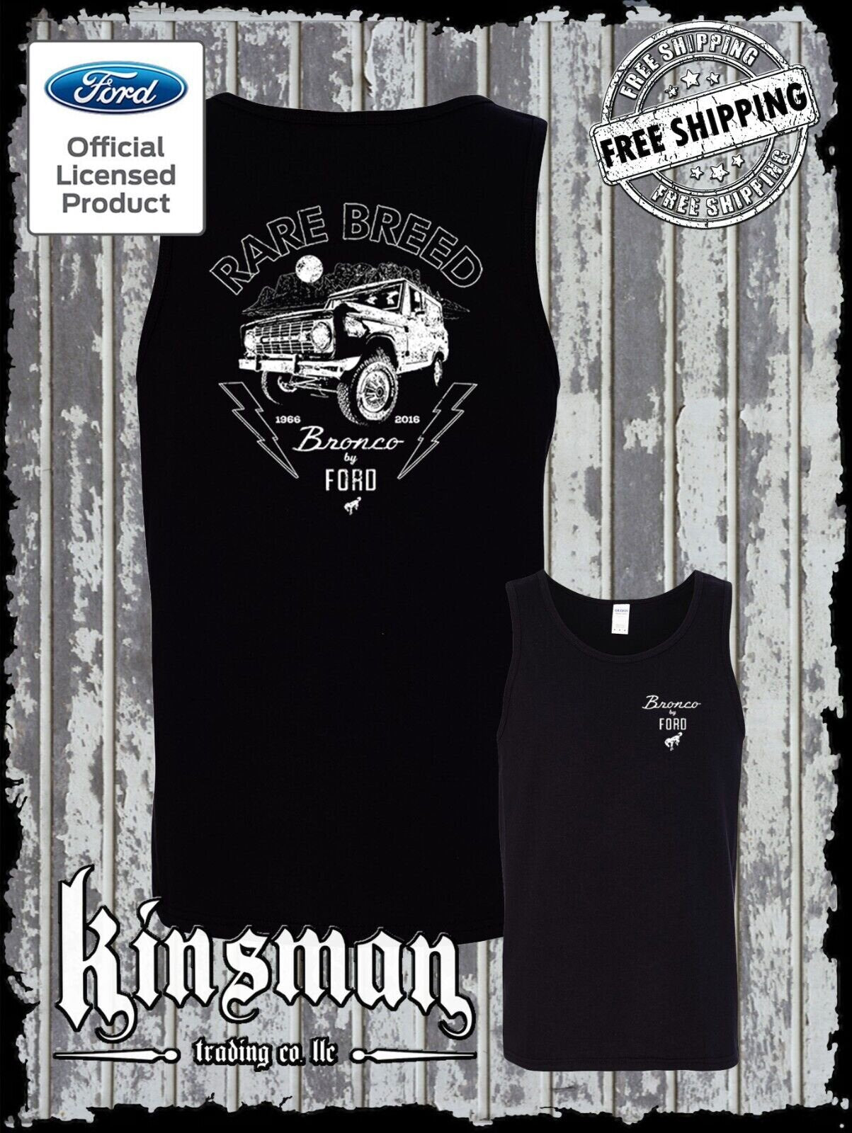 Ford Bronco Rare Breed 2-Sided Black Tank Top T-Shirt